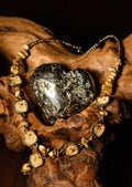 Embroidered Necklace with Tiger's Eye Chips & Natural Gemstones