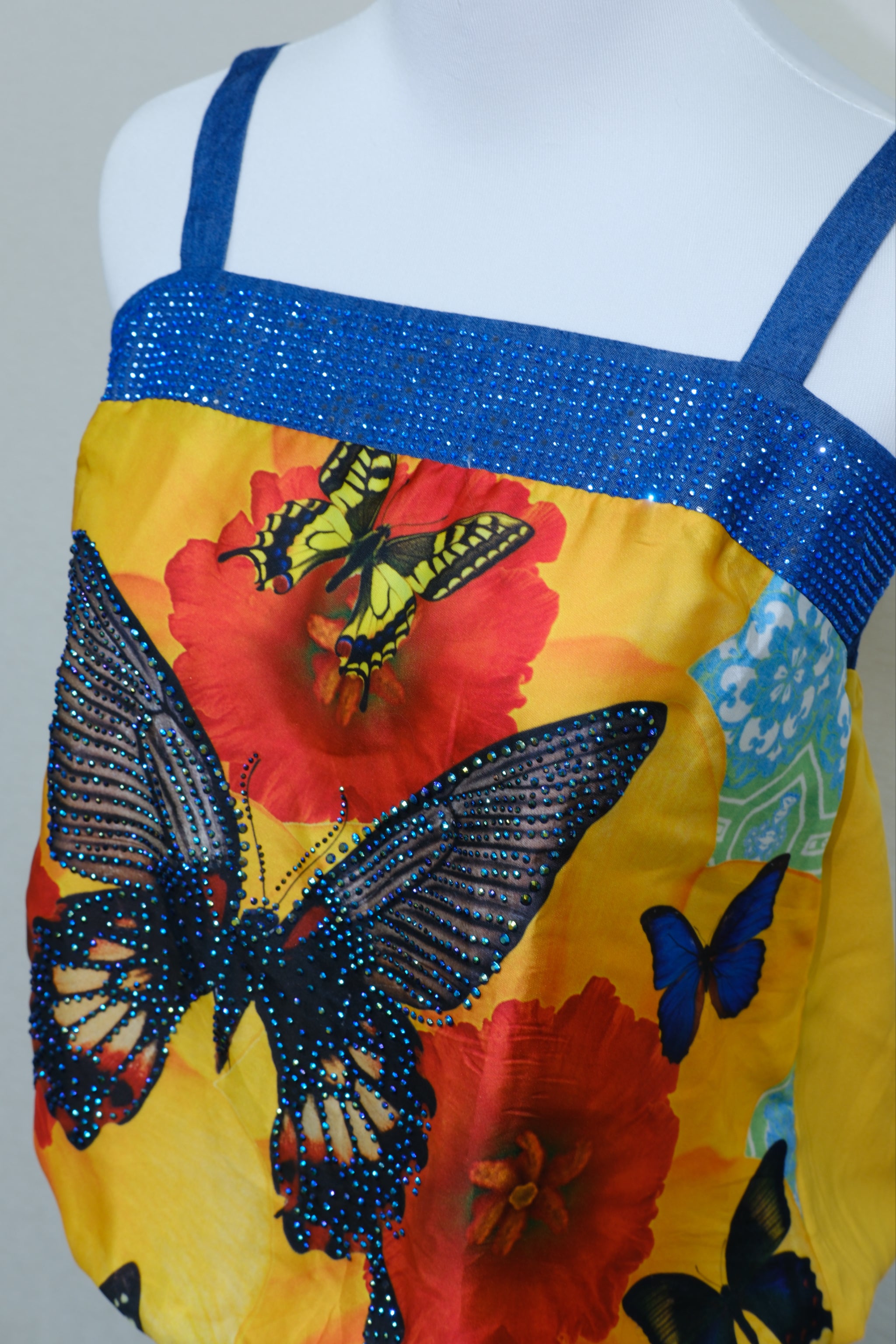 Yellow Rhinestone Butterfly Cami Top