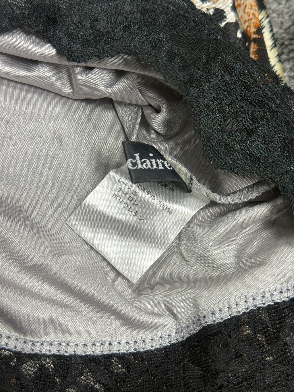 Grey Satin Lace Trim Cami Top