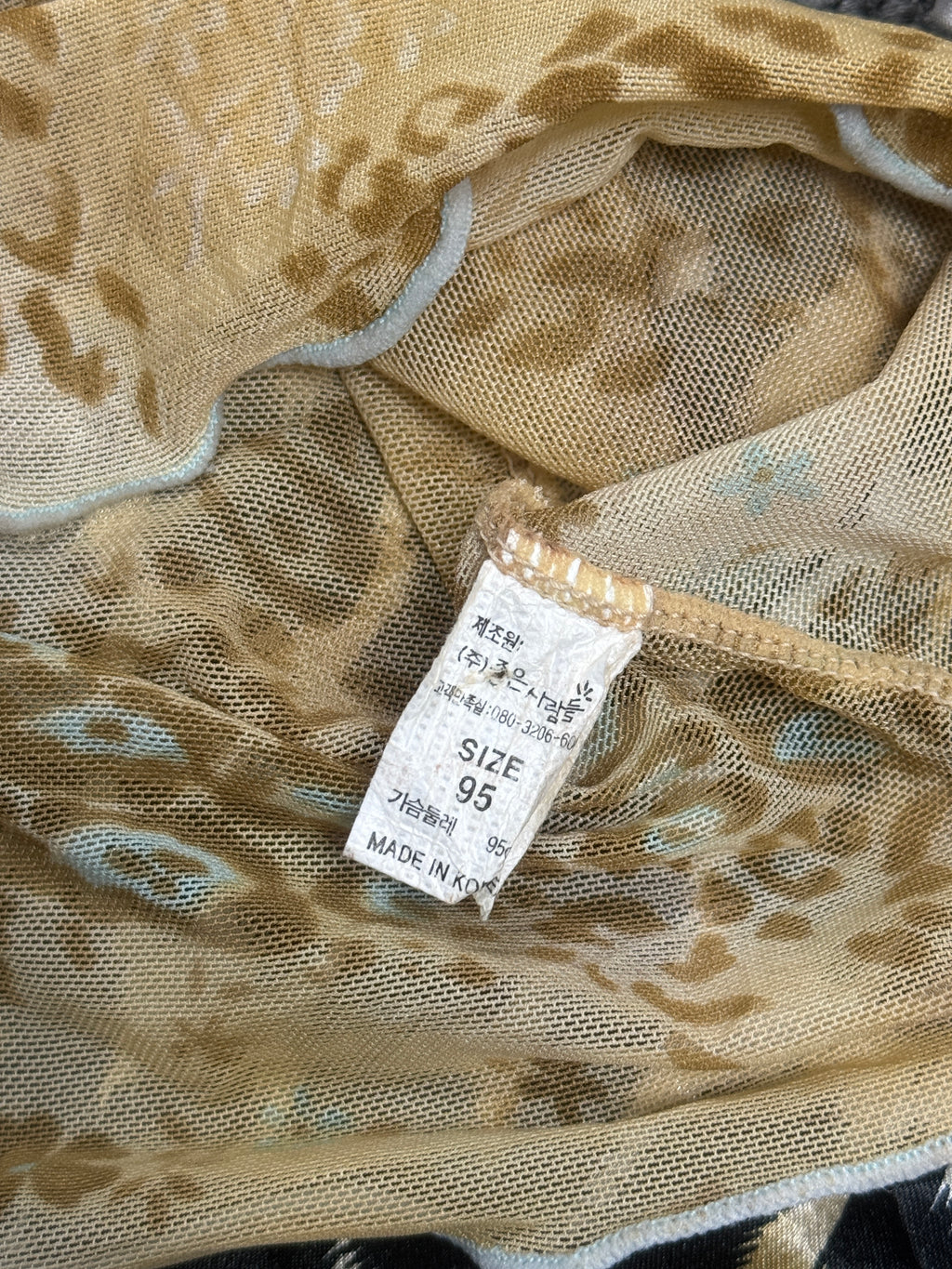 Coquette Leopard Floral Sheer Cami Top in Cream