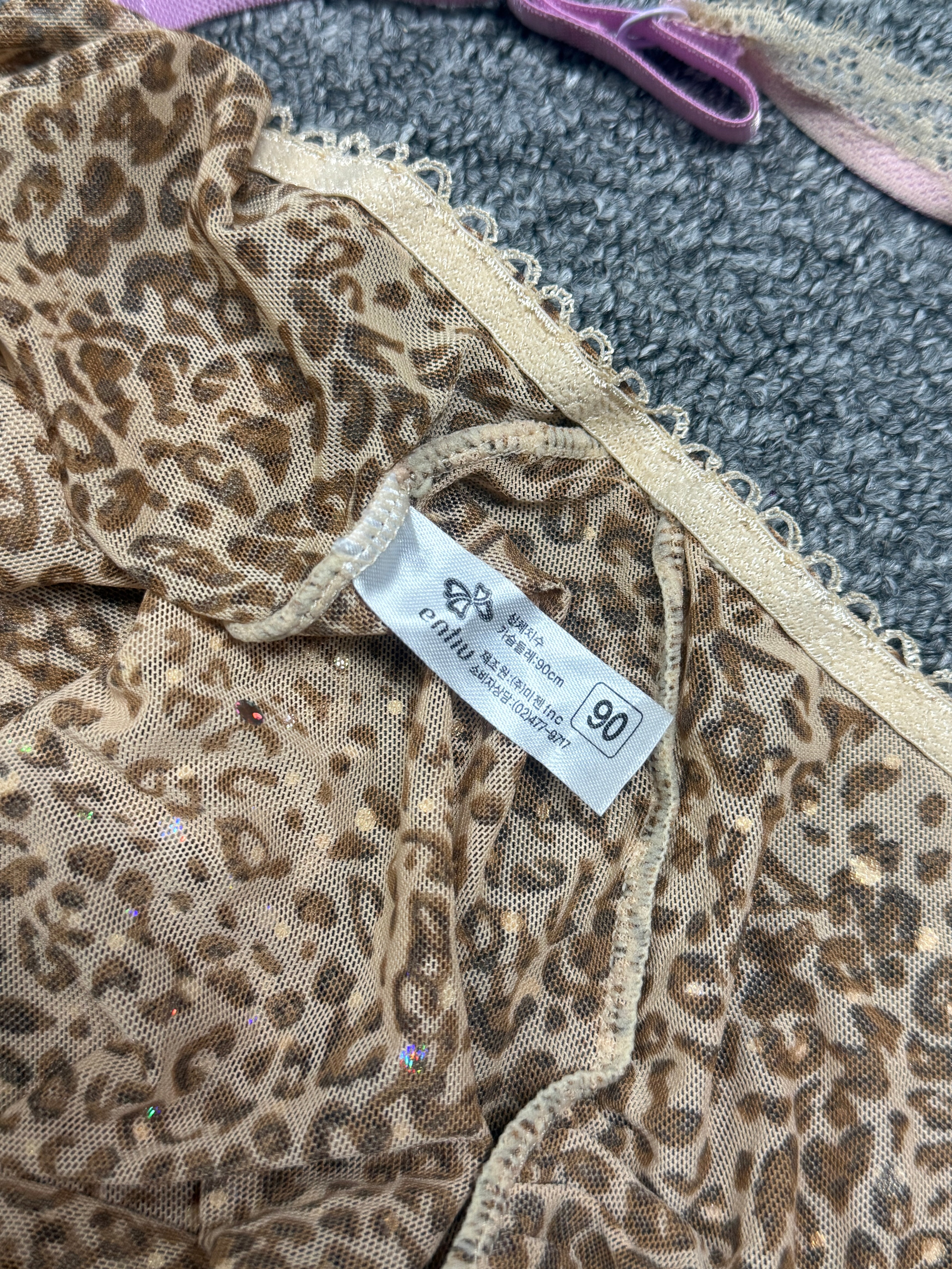 Rhinestone Leopard Print Cami Top with Lace Trim