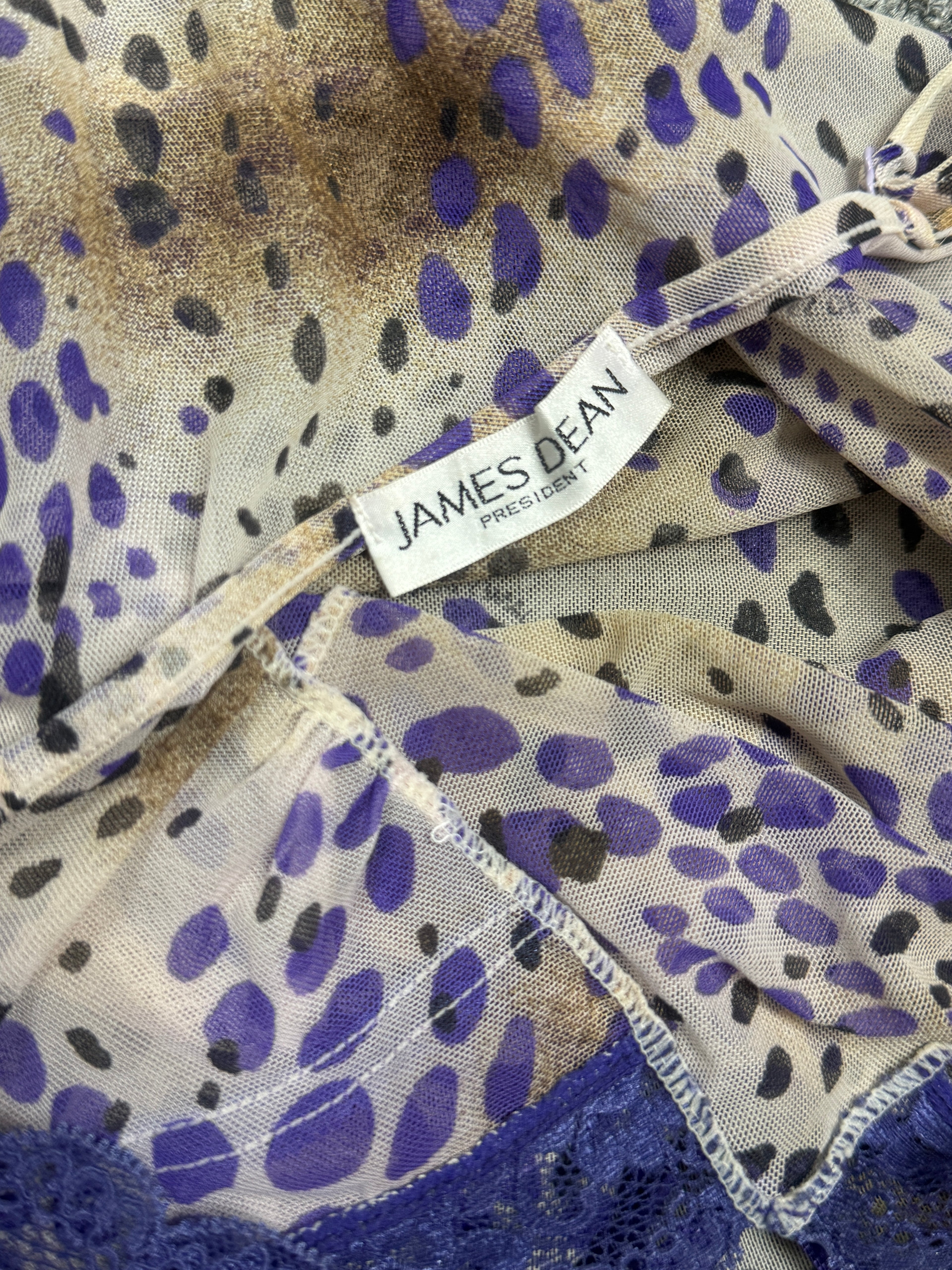Purple Leopard Print Sheer Mesh Cami Top with Lace