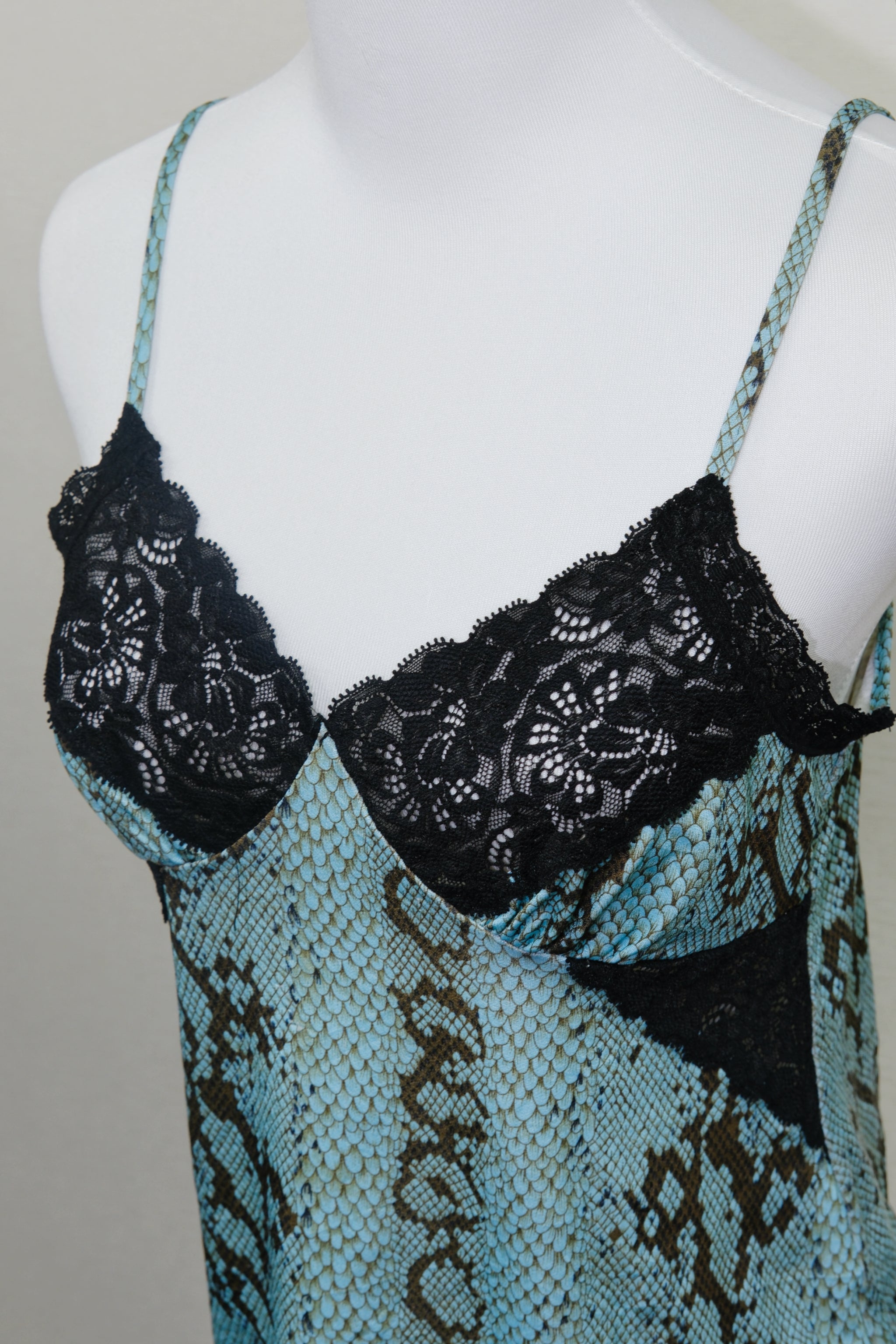 Turquoise Snake Print Lace Camisole