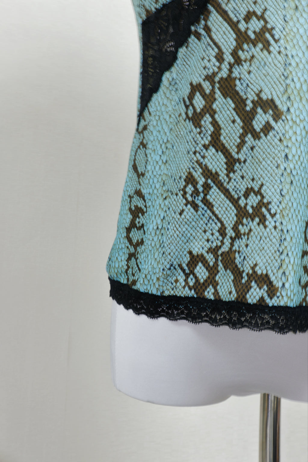 Turquoise Snake Print Lace Camisole