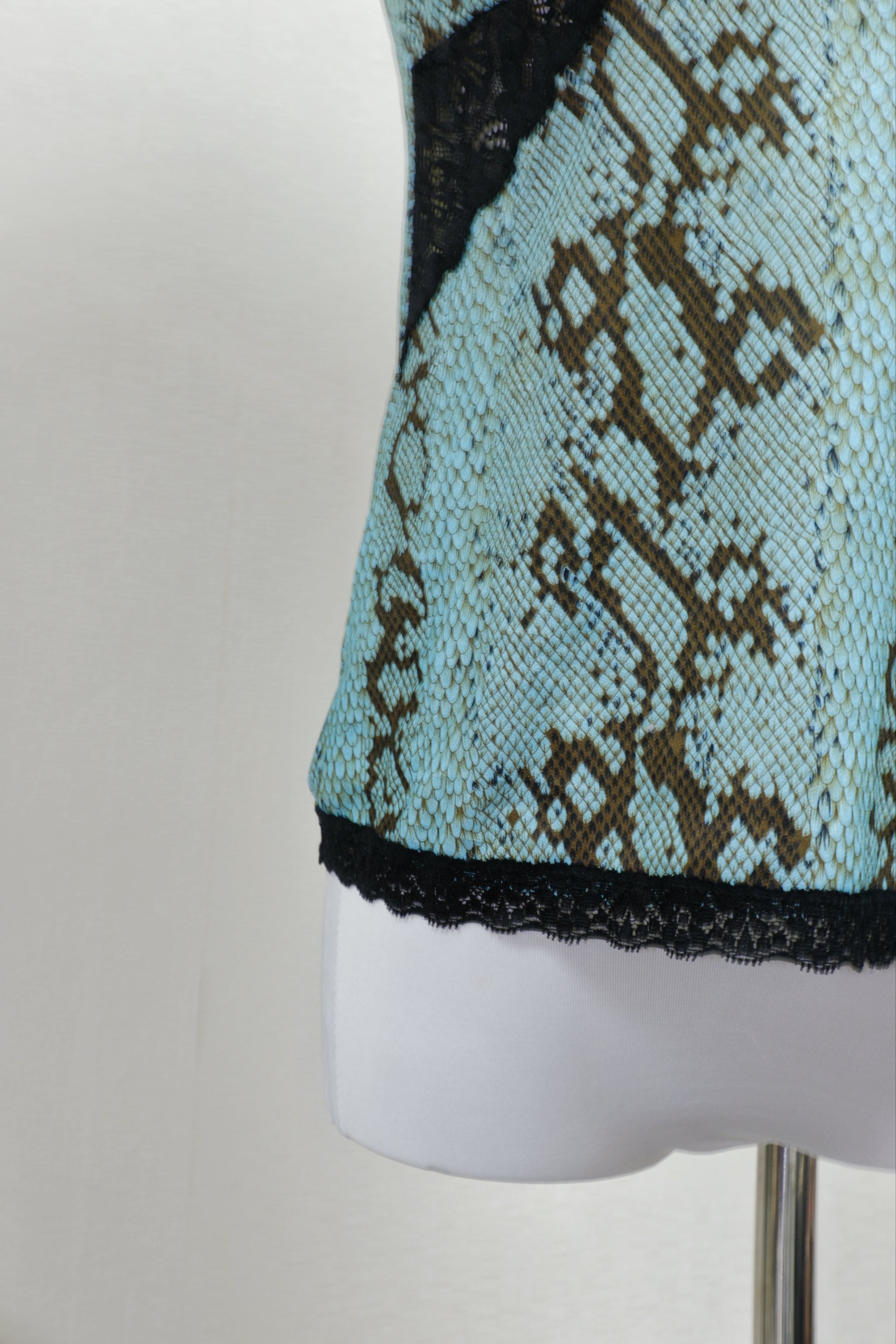 Turquoise Snake Print Lace Camisole