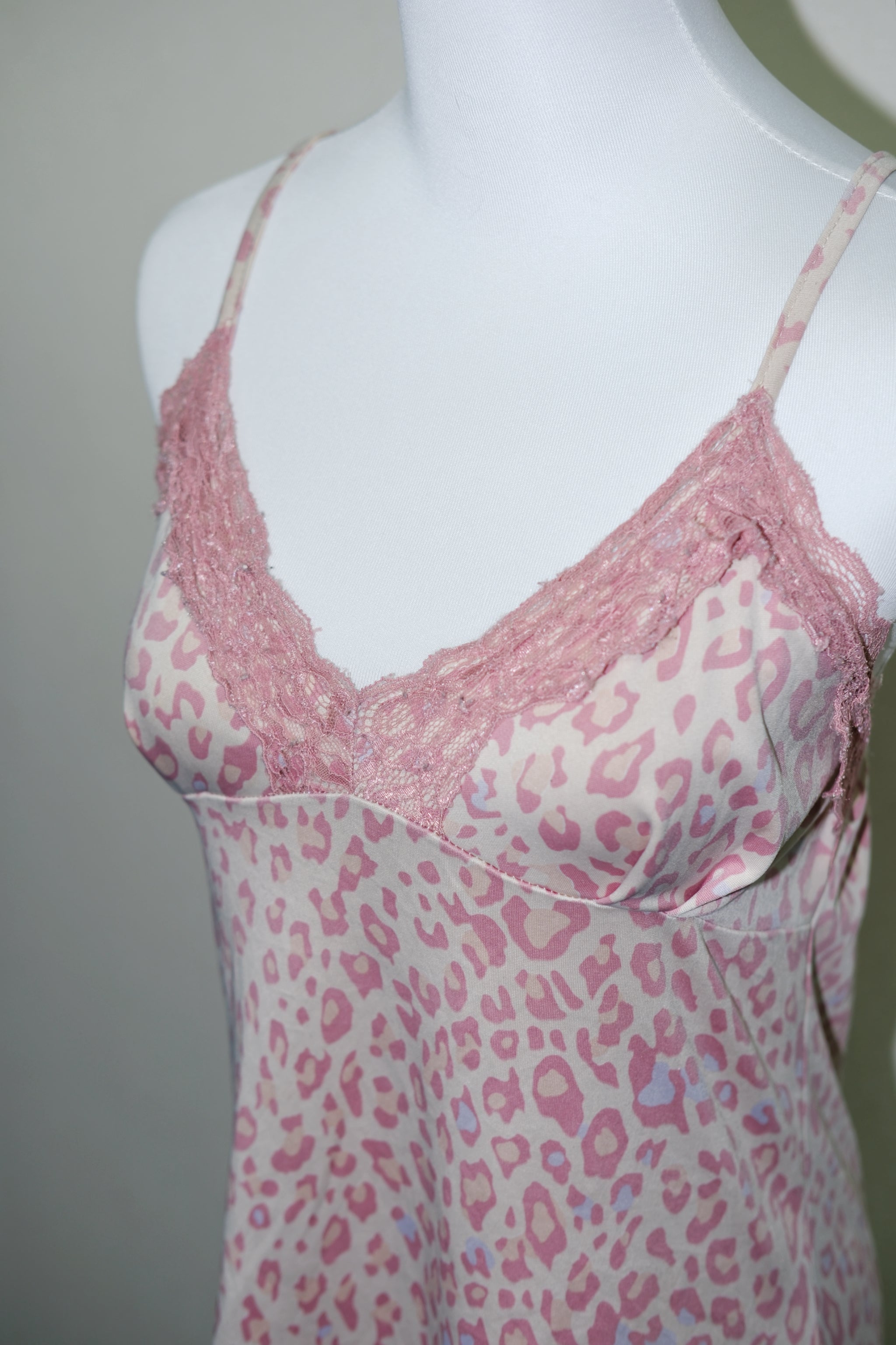Coquette Pink Cheetah Print Lace V-Neck Cami