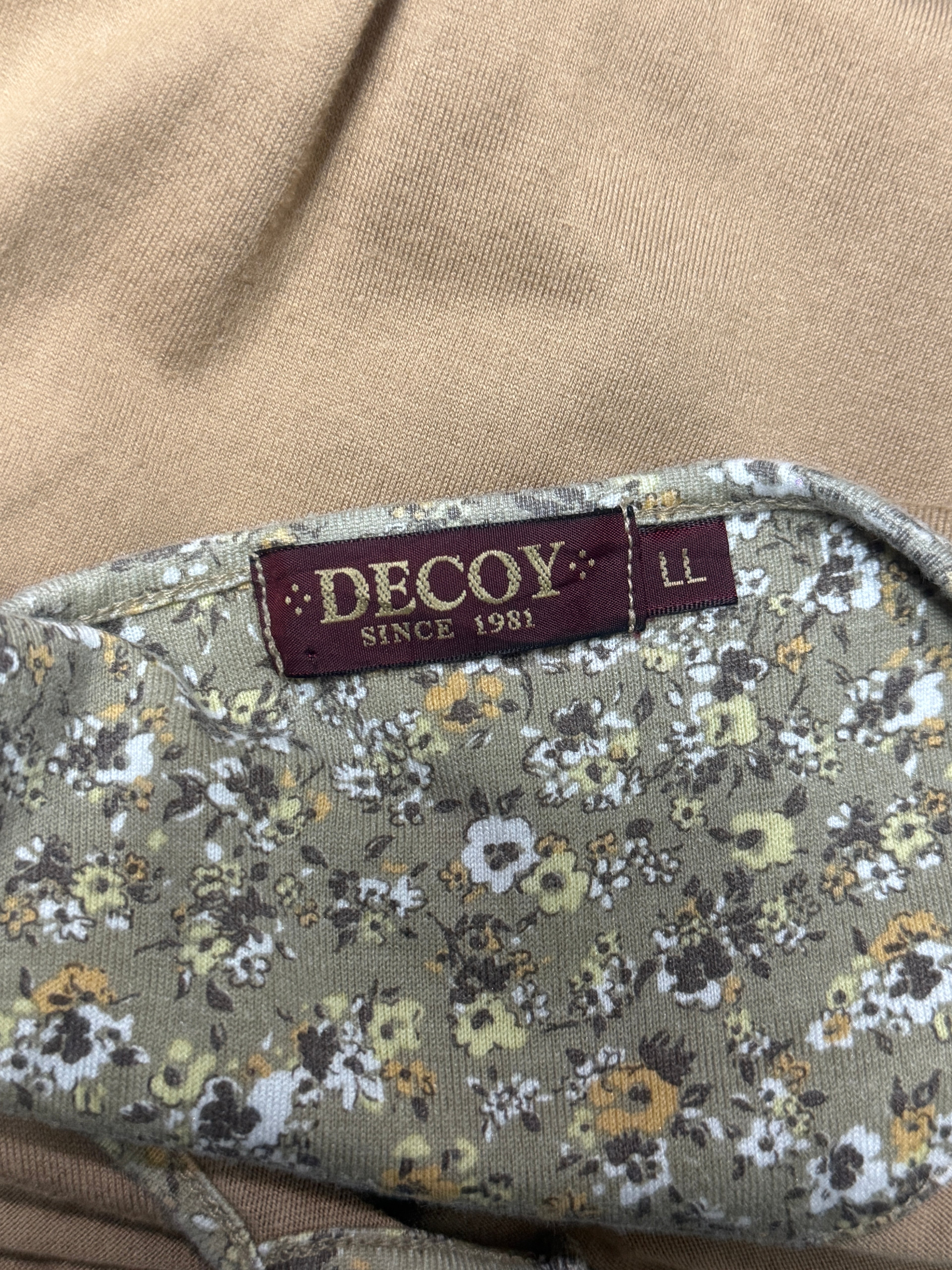 Tan Short Sleeve Peplum Top with Floral Neckline