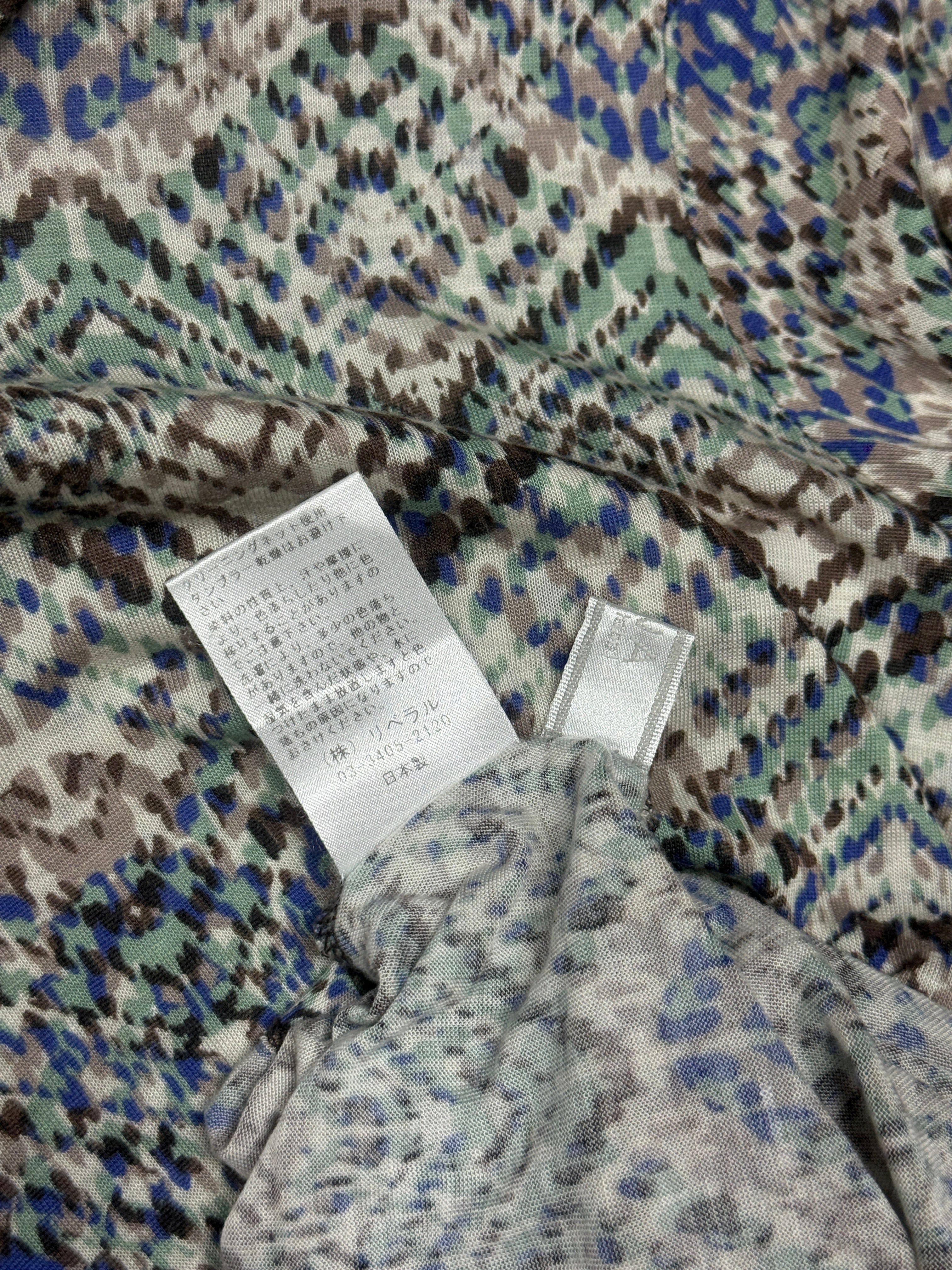 Geometric Ikat Diamond Print Sheer Mesh Turtleneck Top