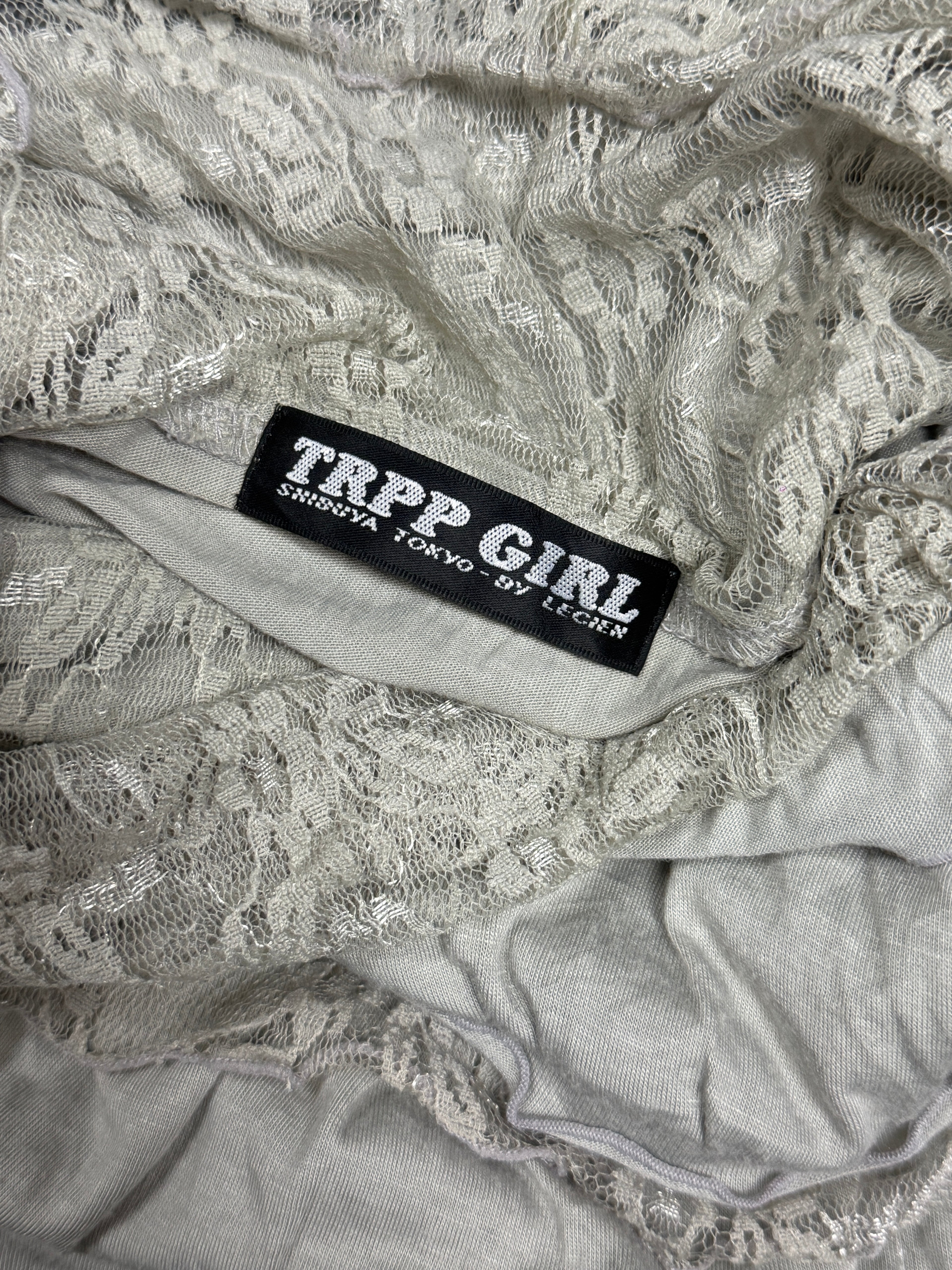 Light Gray Lace Trim Long Sleeve Top