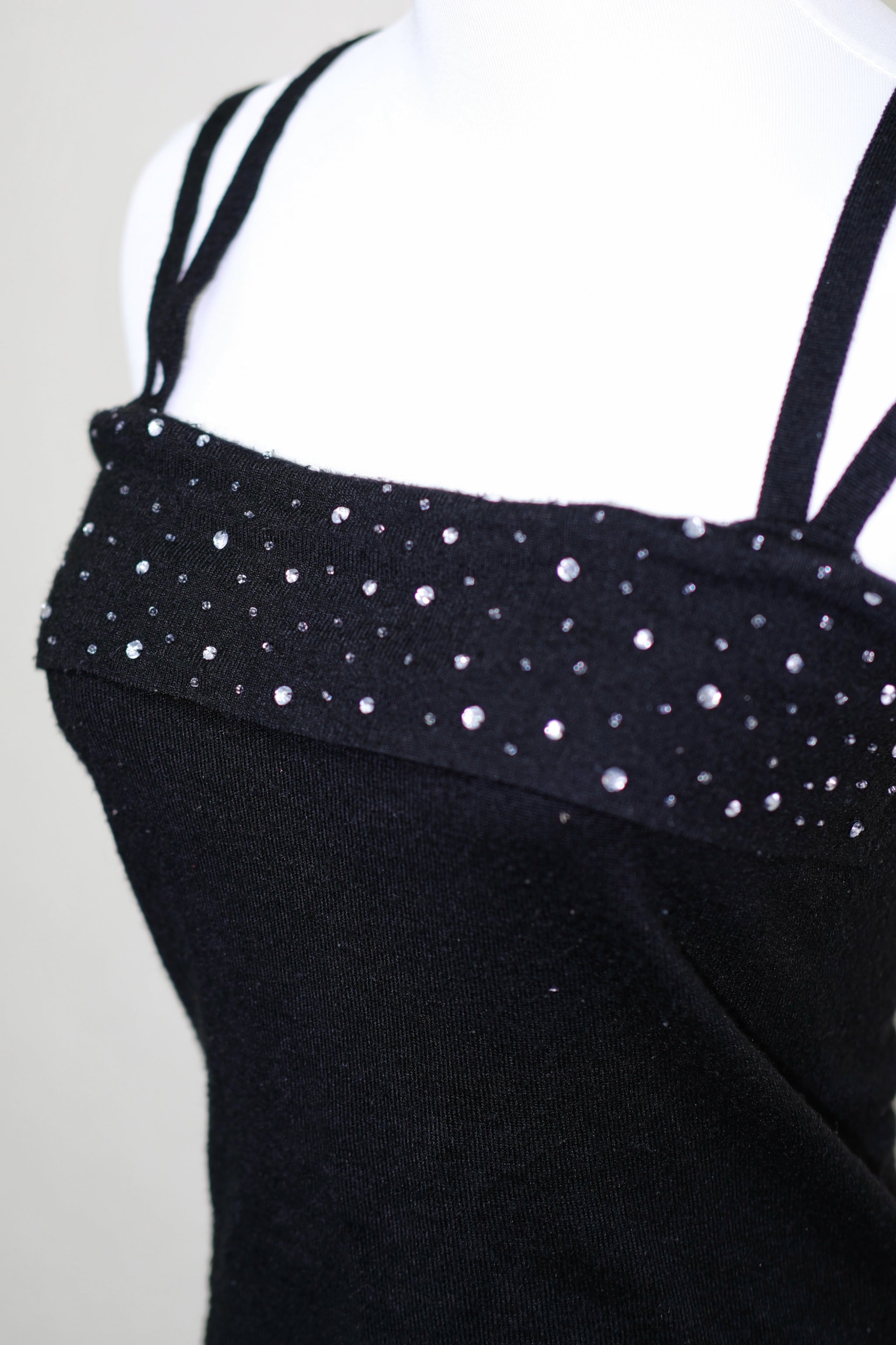 Black Rhinestone Double Strap Cami