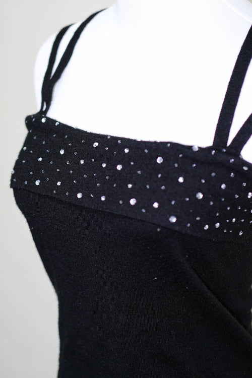 Black Rhinestone Double Strap Cami