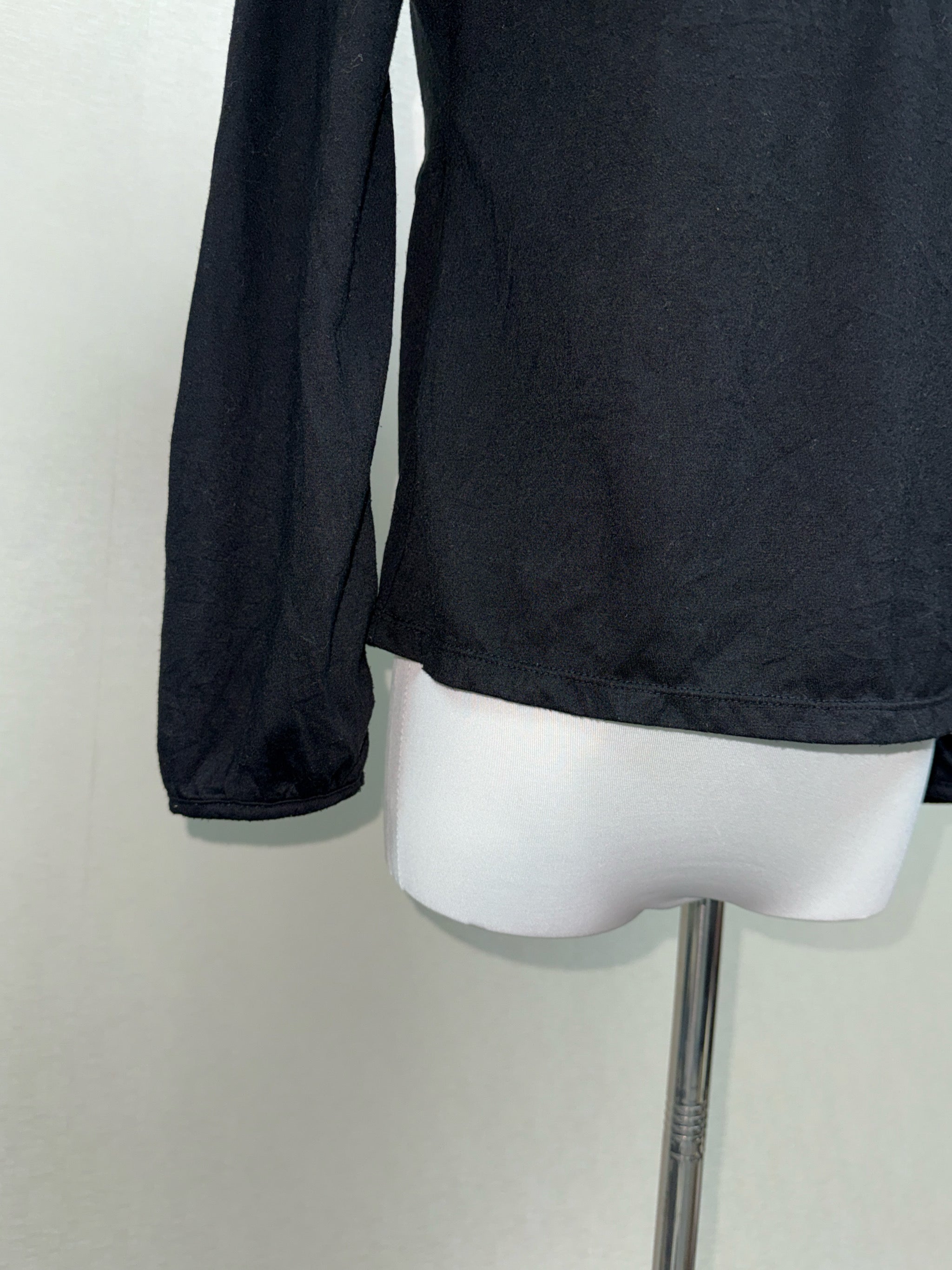 Black Ruffle Front Henley Blouse