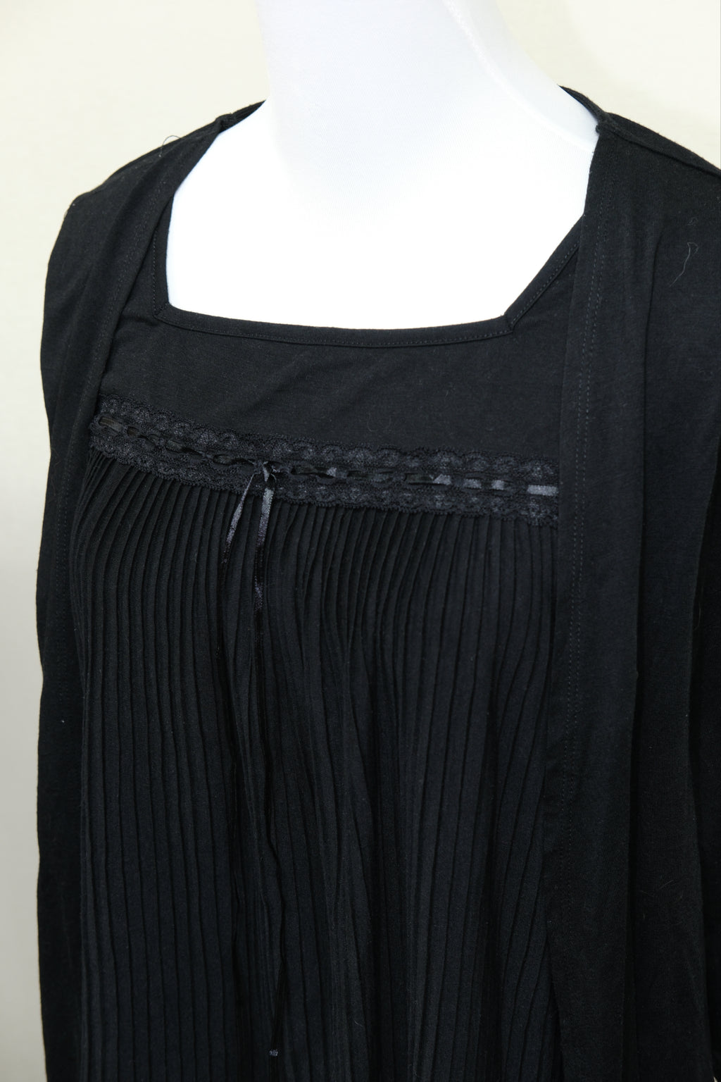 Black 2-Piece Set: Ribbed Tie-Front Cami & Open Cardigan