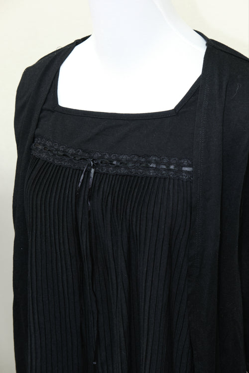 Black 2-Piece Set: Ribbed Tie-Front Cami & Open Cardigan