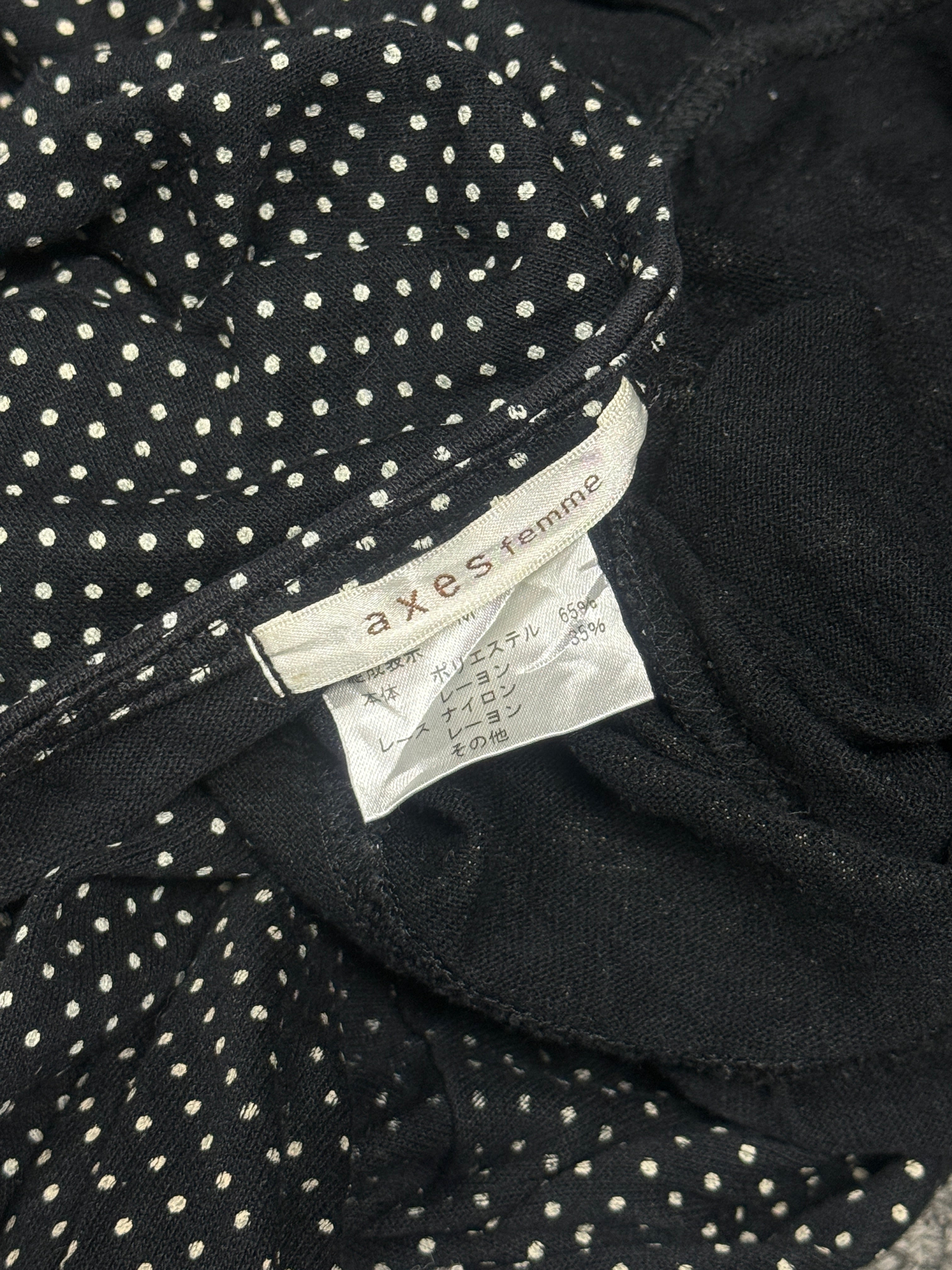 Black Polka Dot Lace Trim Corset Blouse