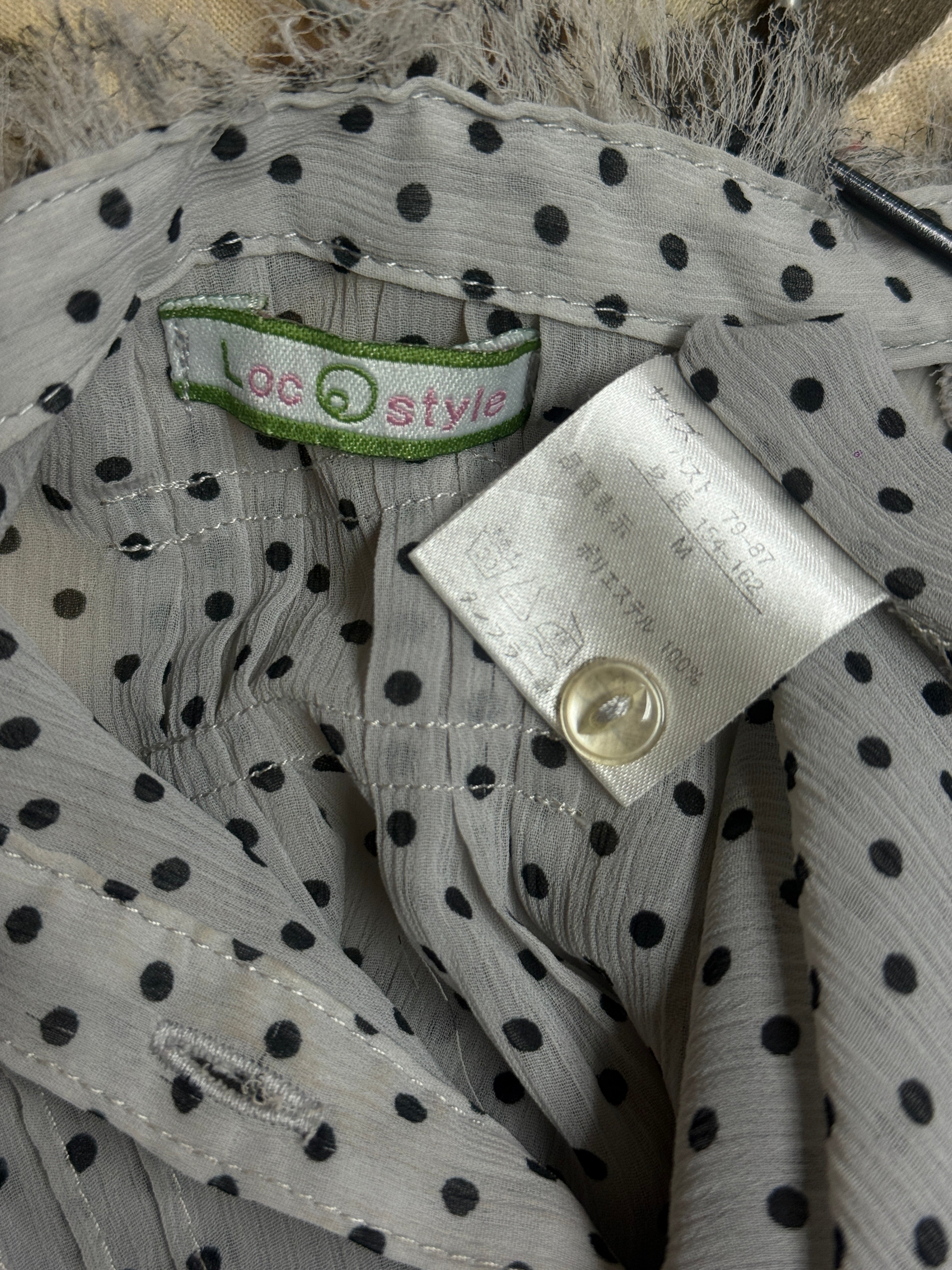 White Polka Dot Frill Trim Chiffon Blouse