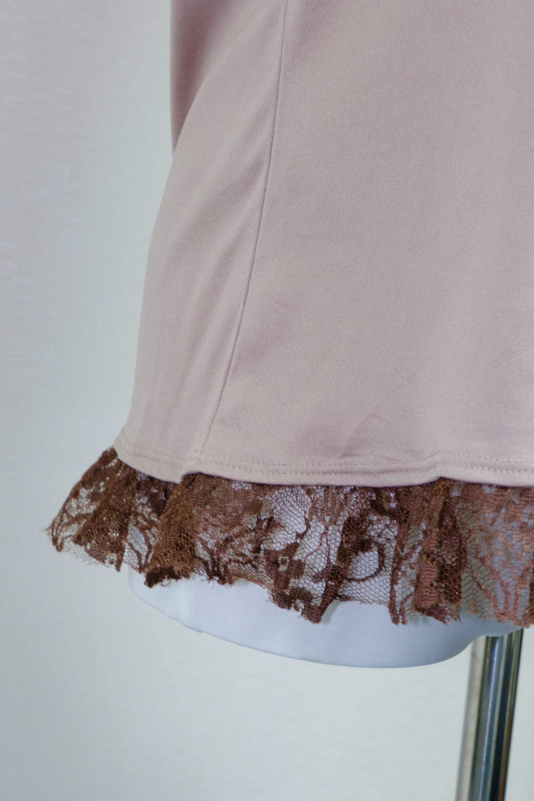 Taupe Lace Trim Cami with Hem Detail
