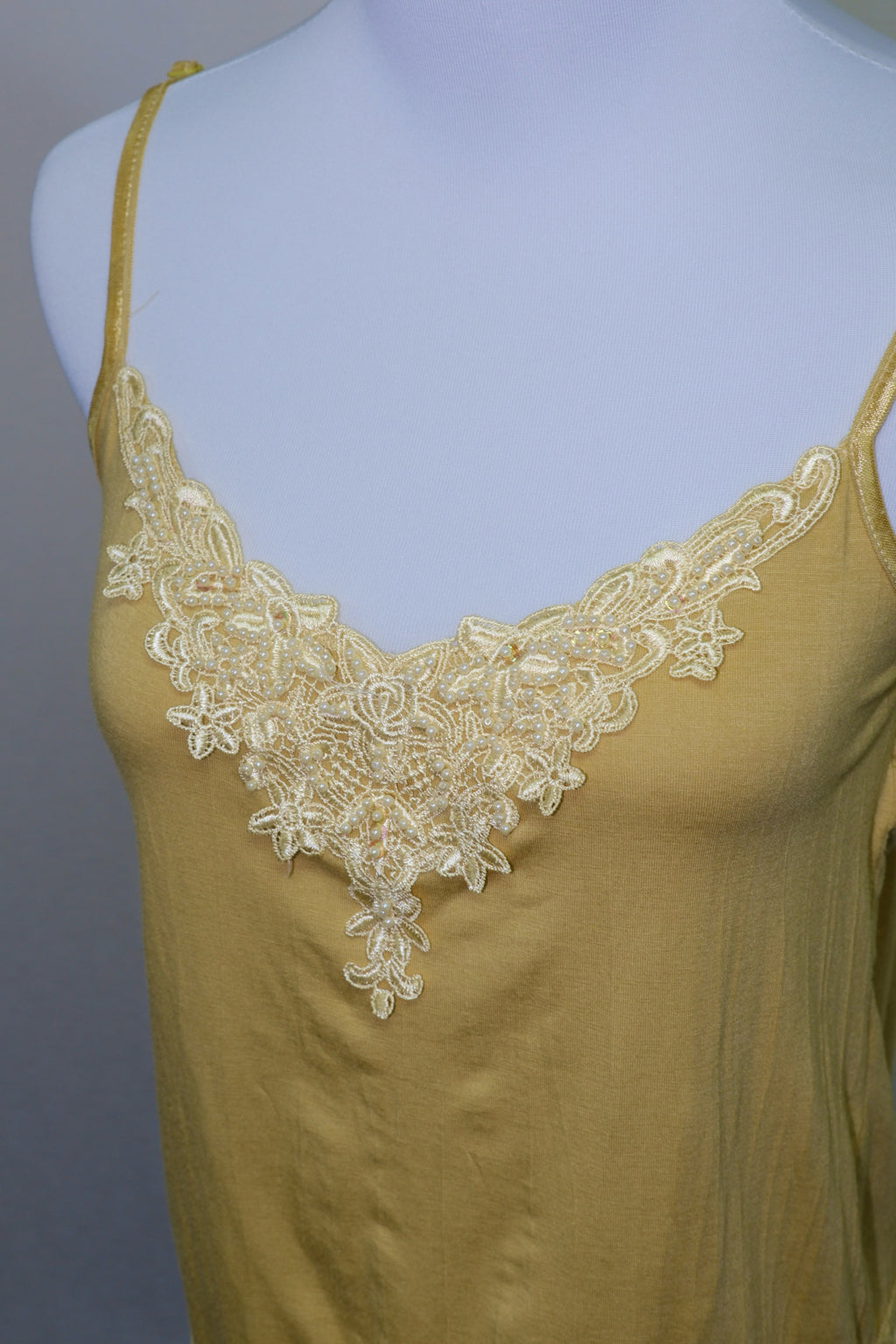 Mustard Yellow Lace-Trimmed Camisole