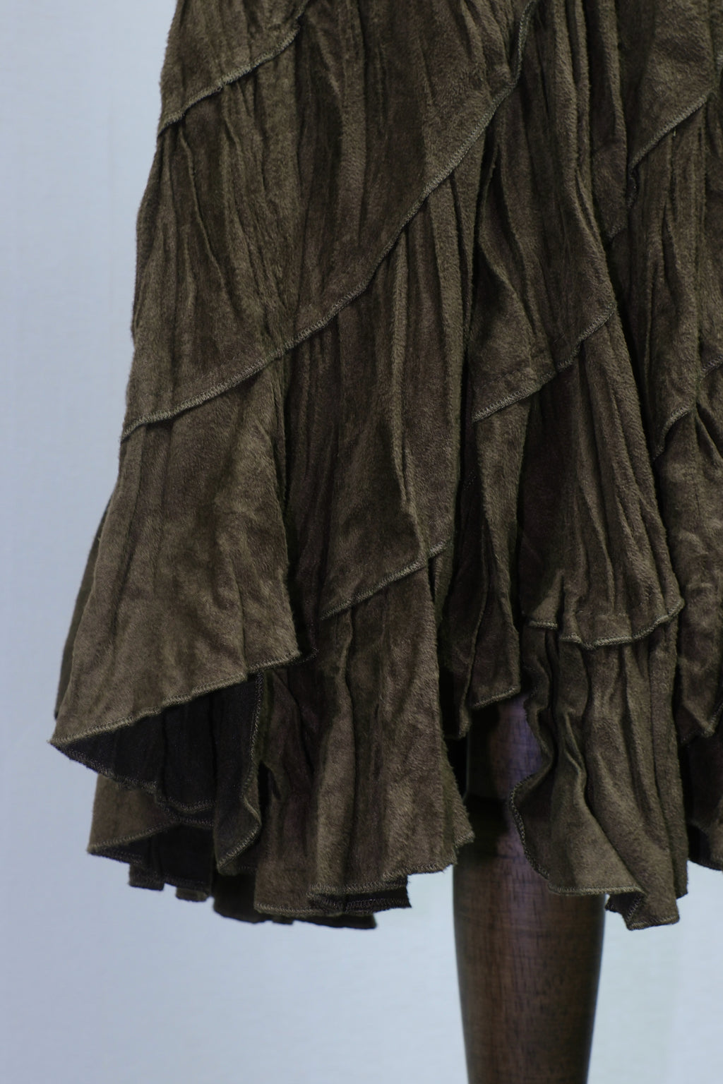 Brown Asymmetrical Layered Skirt