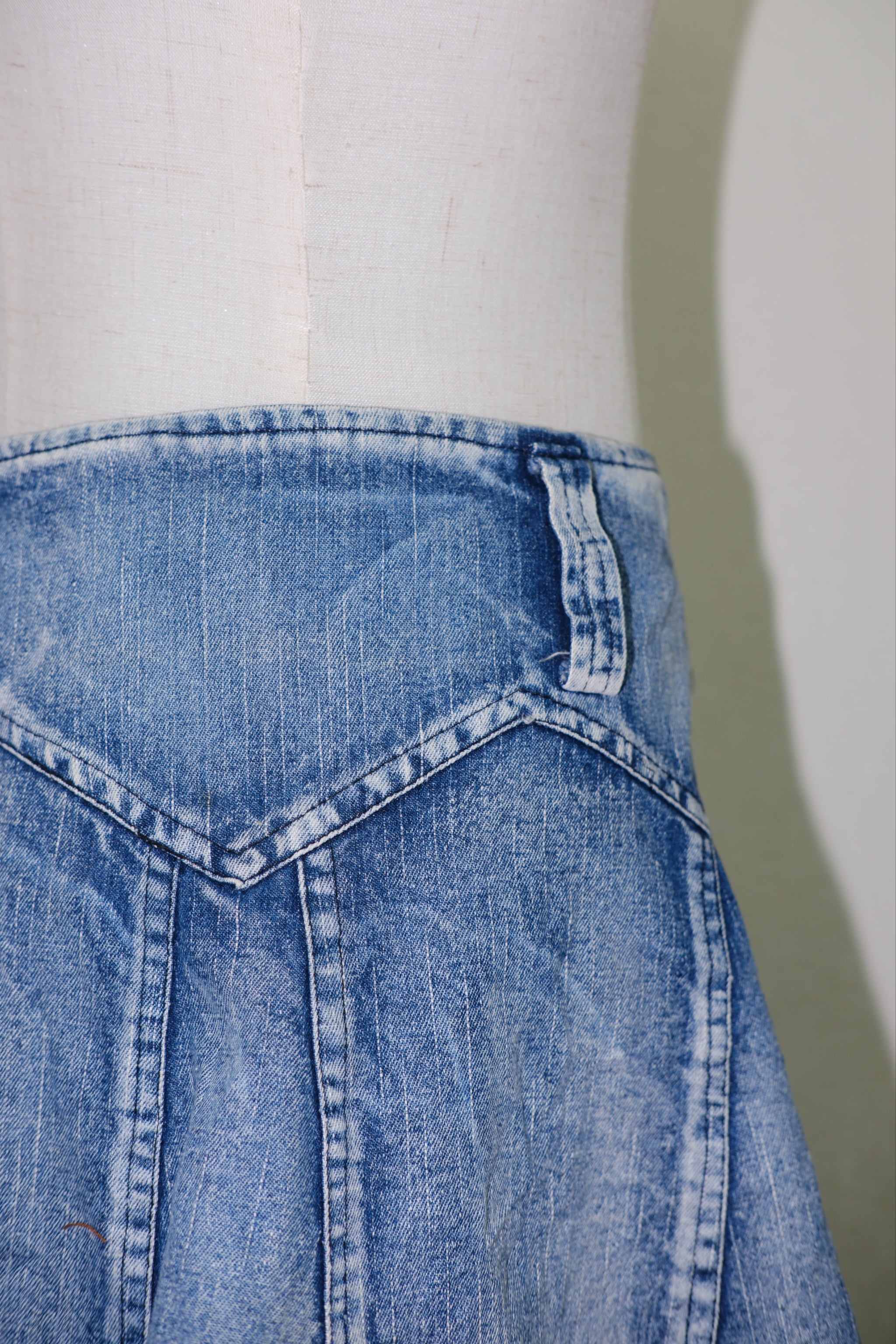 Blue Ombre Denim A-Line Midi Skirt