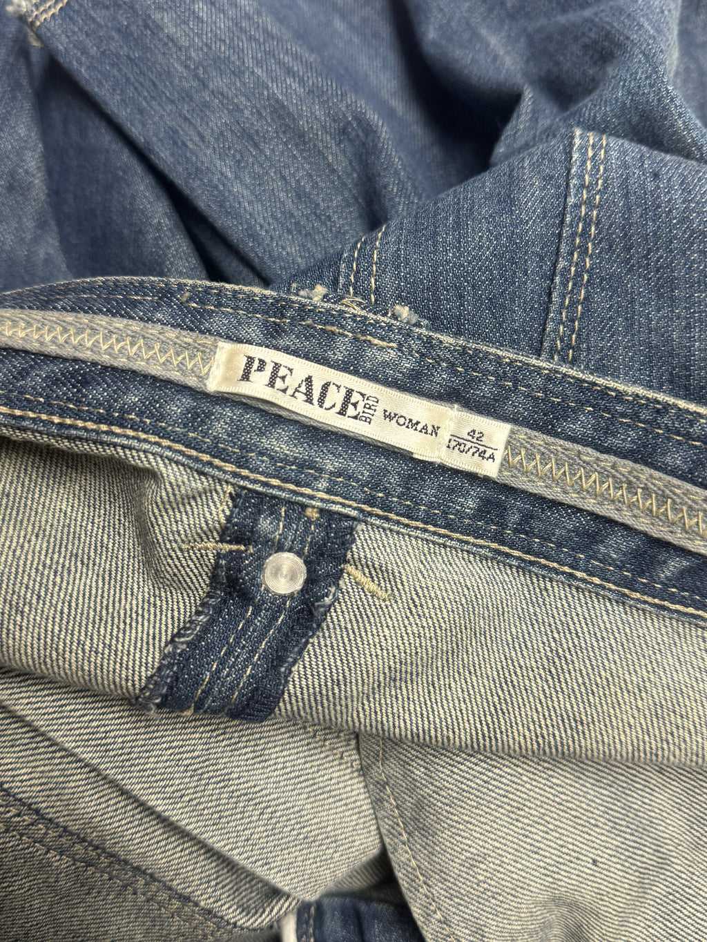 Medium Wash Denim A-Line Skirt with Frayed Edges