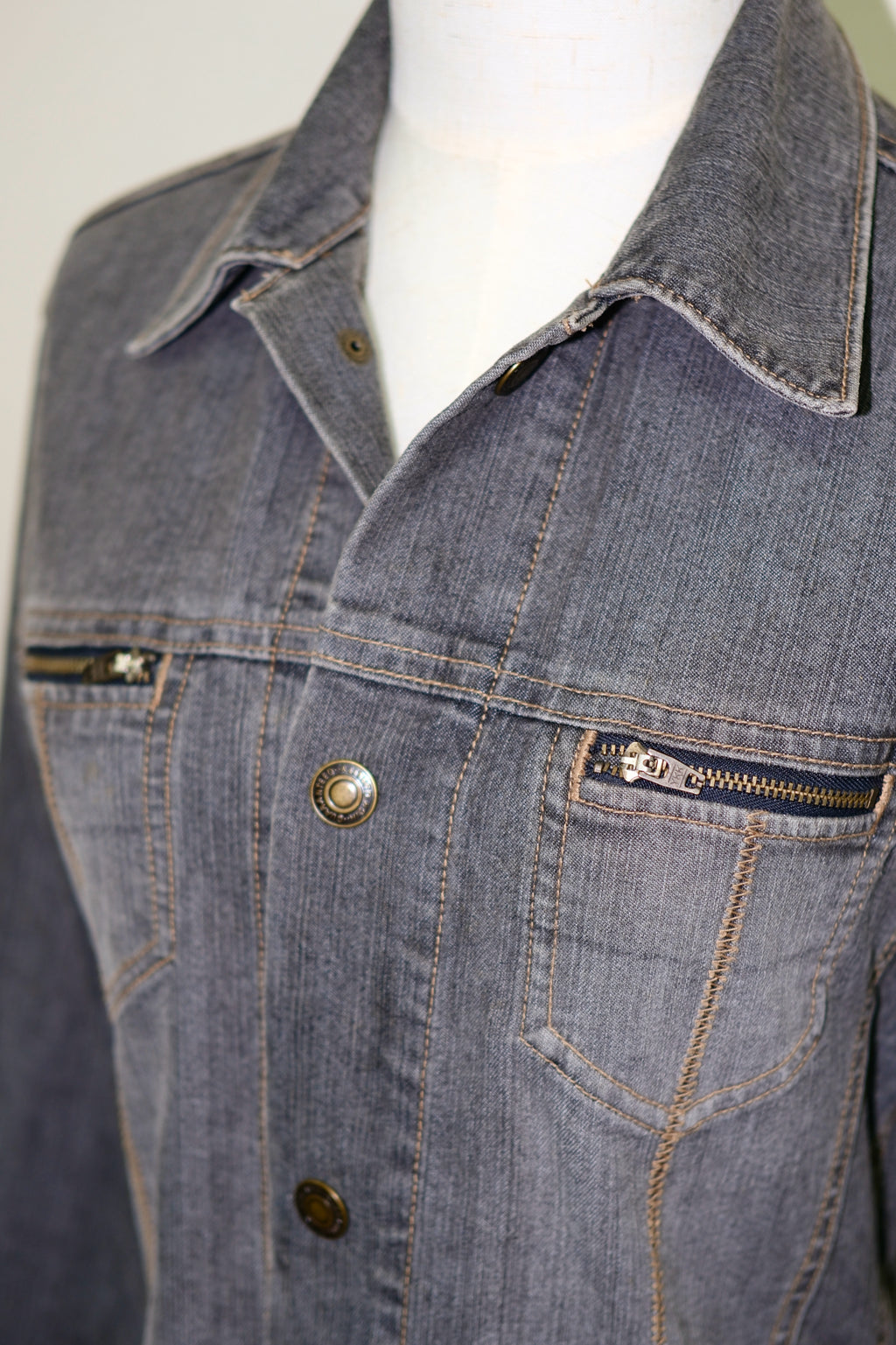 Grey Denim Button-Up Trucker Jacket