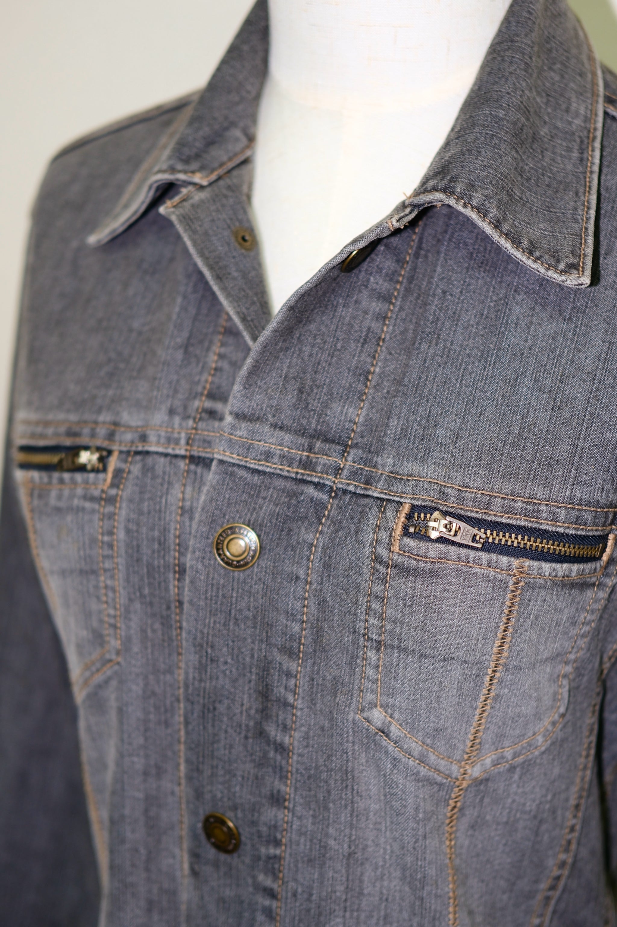 Grey Denim Button-Up Trucker Jacket