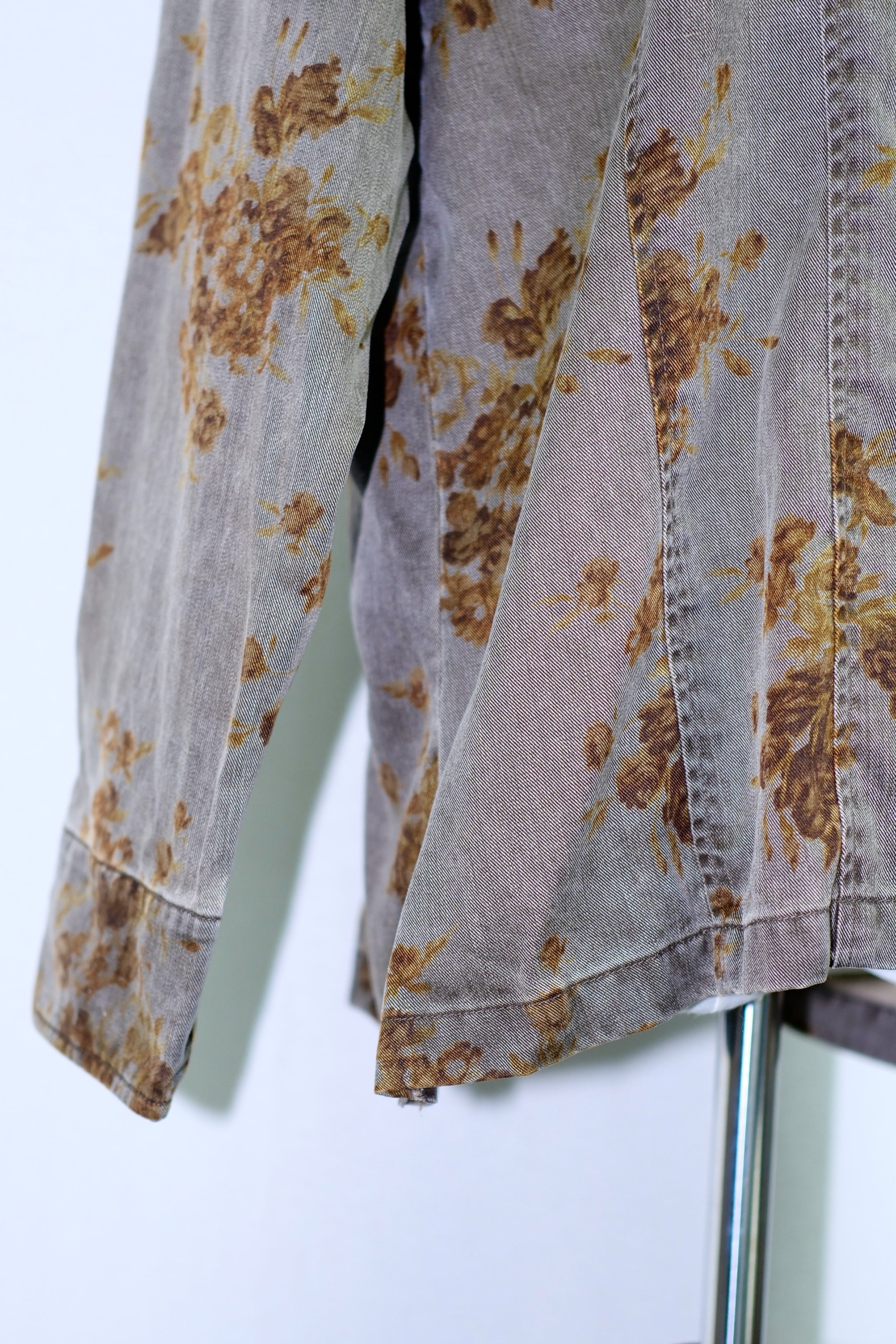 Washed Grey Floral Chore Coat