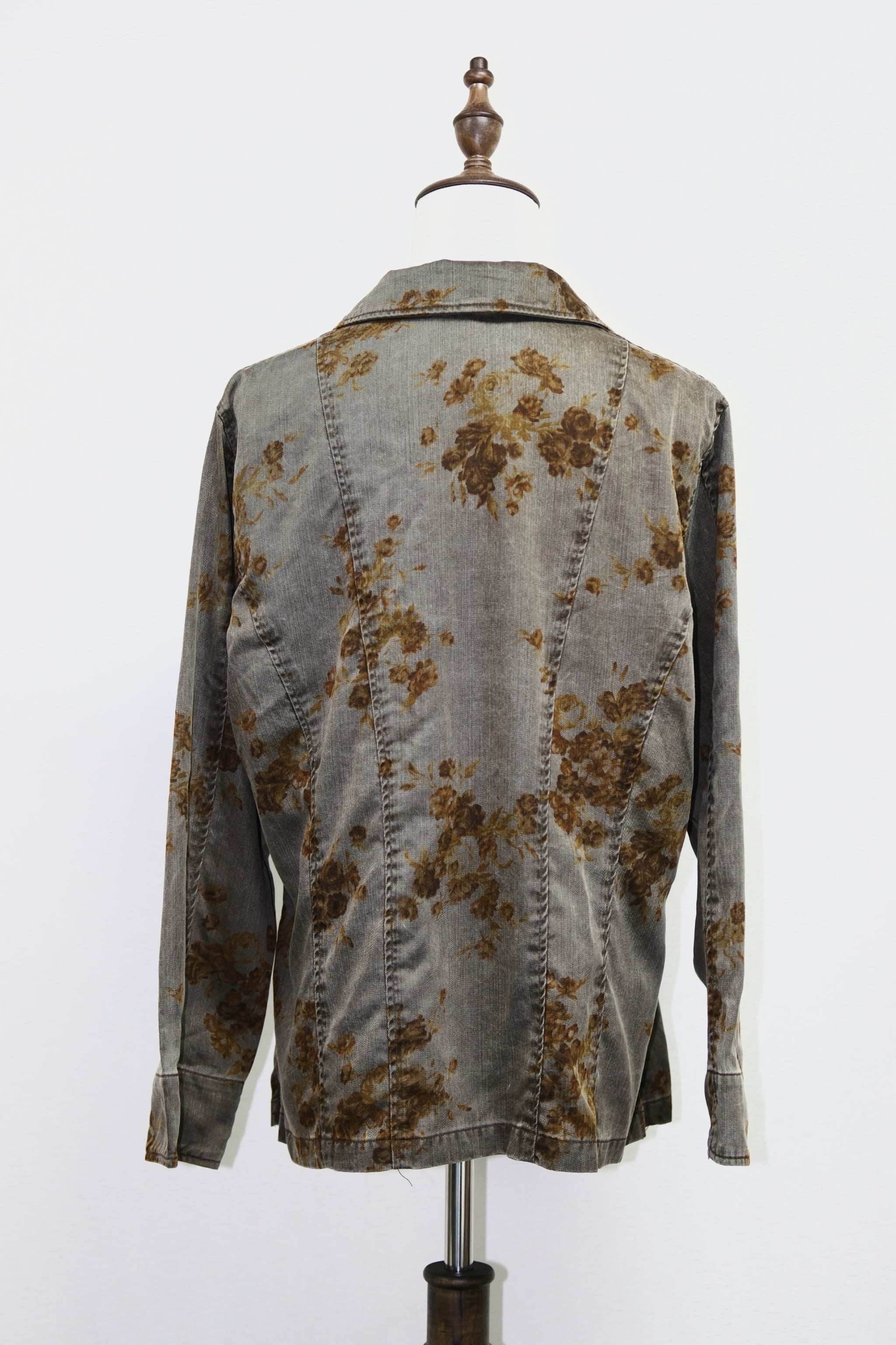 Washed Grey Floral Chore Coat