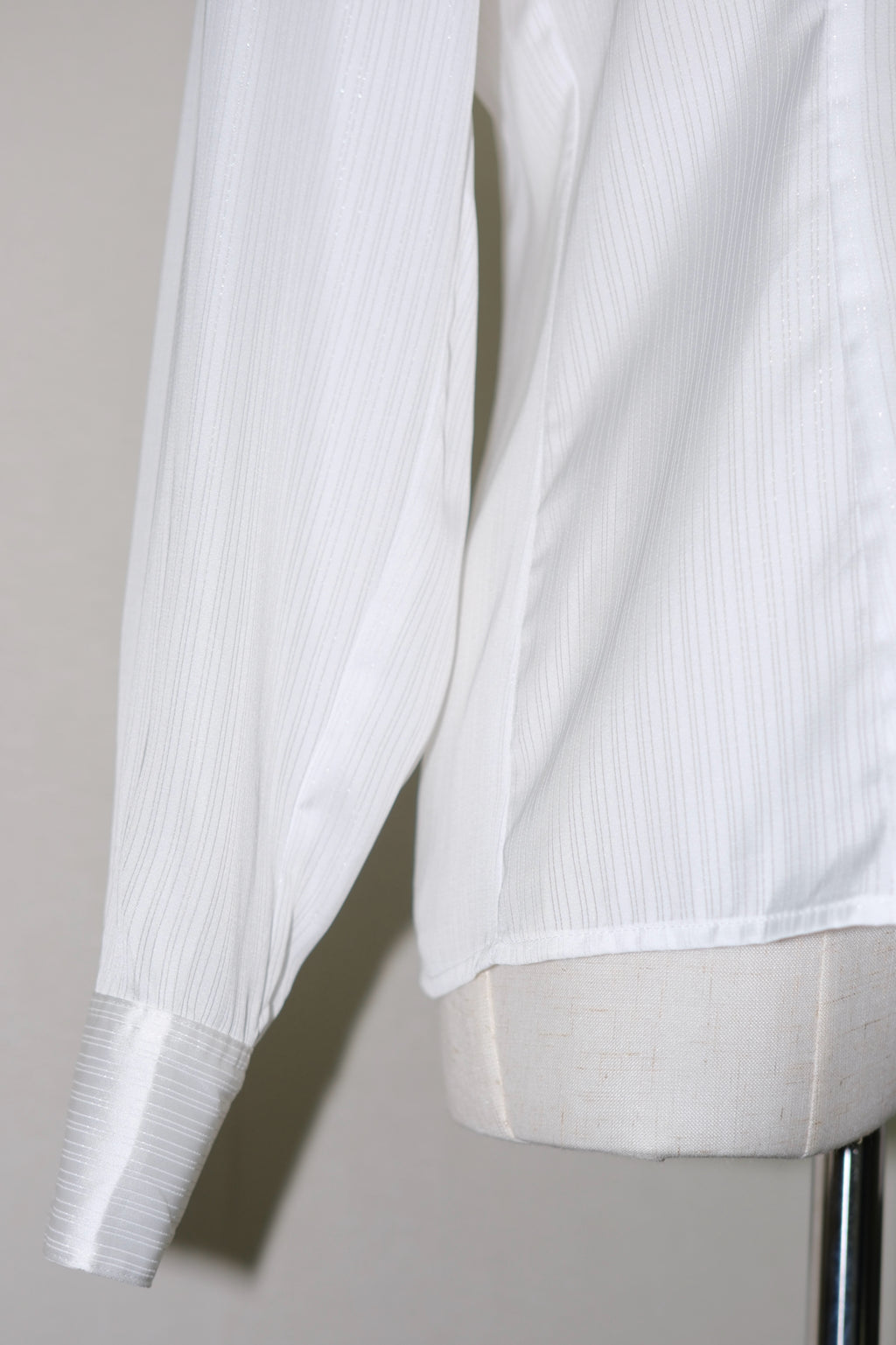 White Ruffle Neck Button-Up Blouse