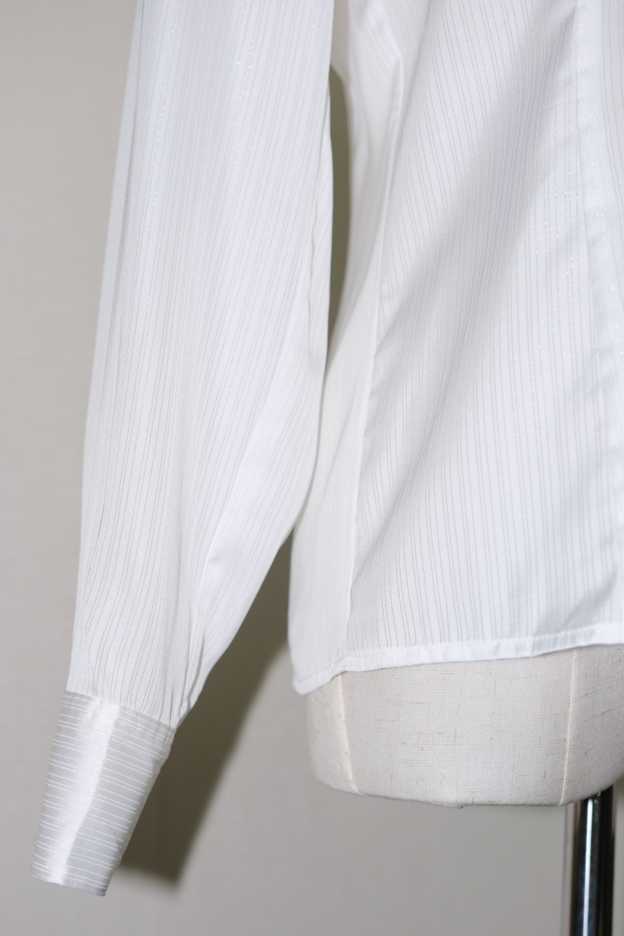 White Ruffle Neck Button-Up Blouse
