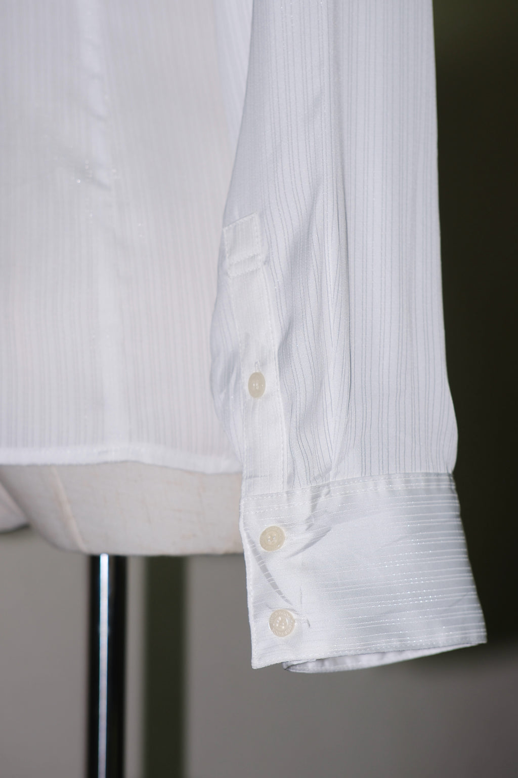 White Ruffle Neck Button-Up Blouse