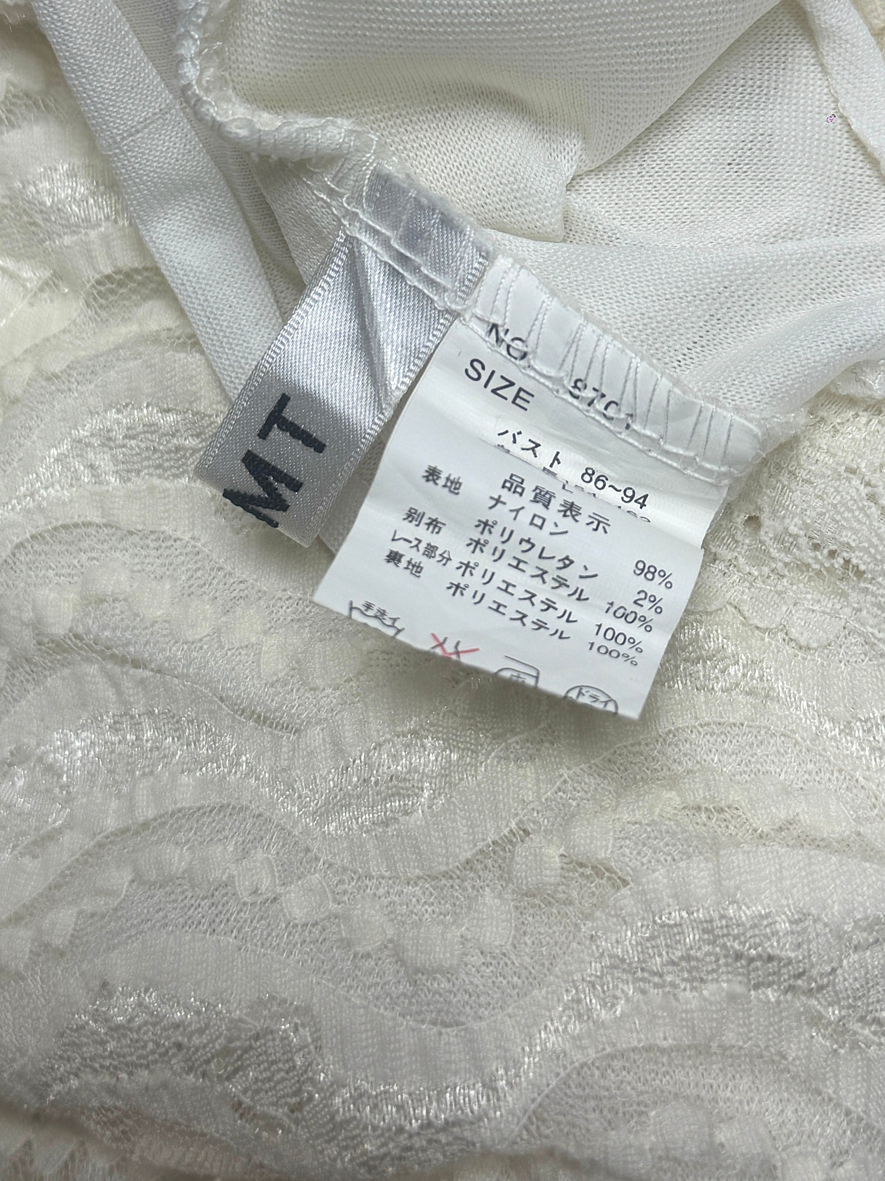 White Lace Sheer Blouse with Neck Bow