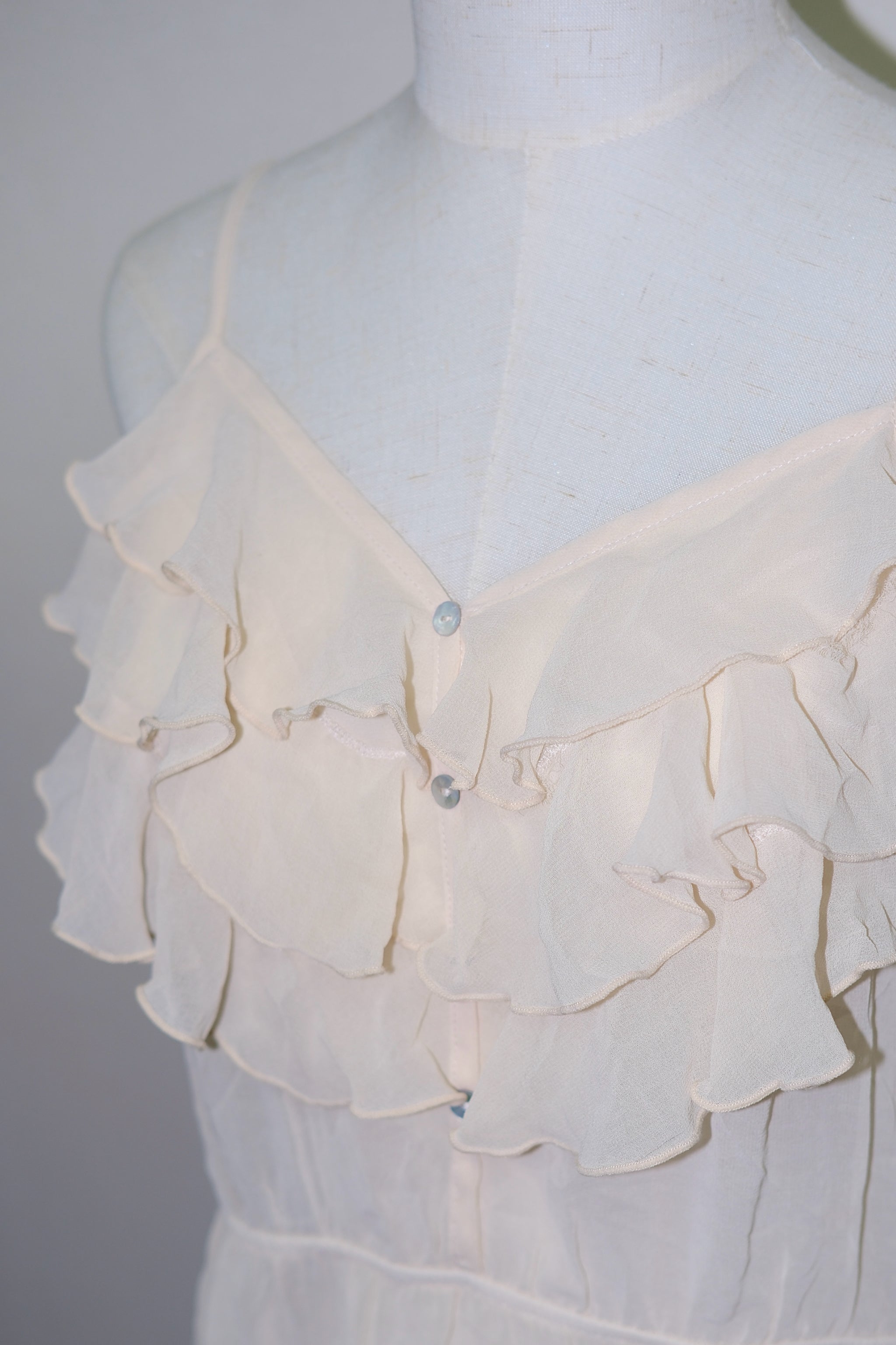 Forever 21 Beige Tiered Ruffle Chiffon Cami Top