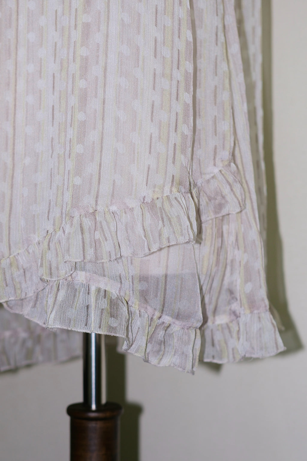 Light Grey Sheer Striped & Dot Chiffon Cami