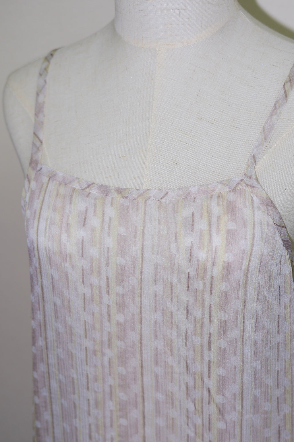 Light Grey Sheer Striped & Dot Chiffon Cami