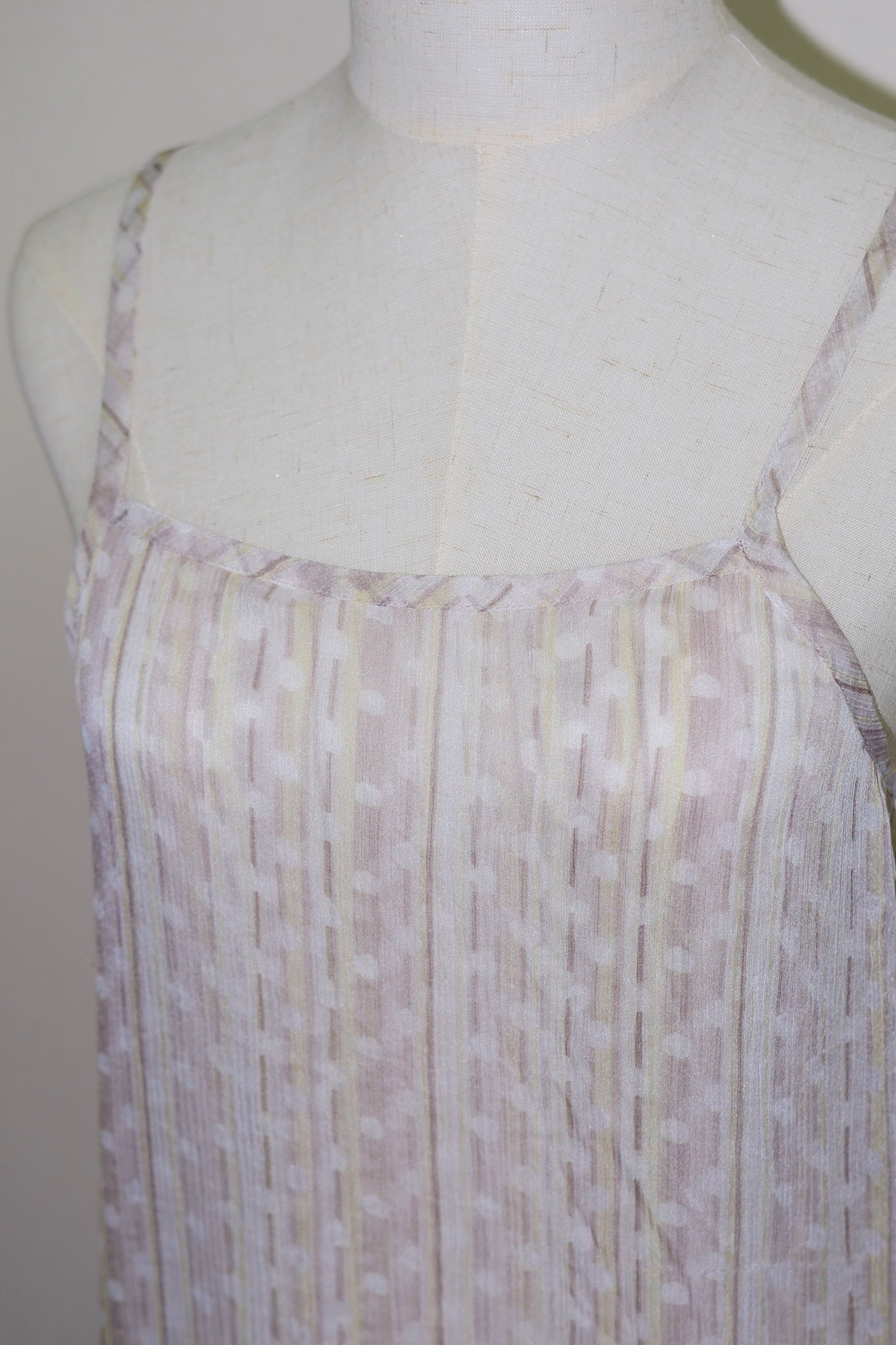 Light Grey Sheer Striped & Dot Chiffon Cami
