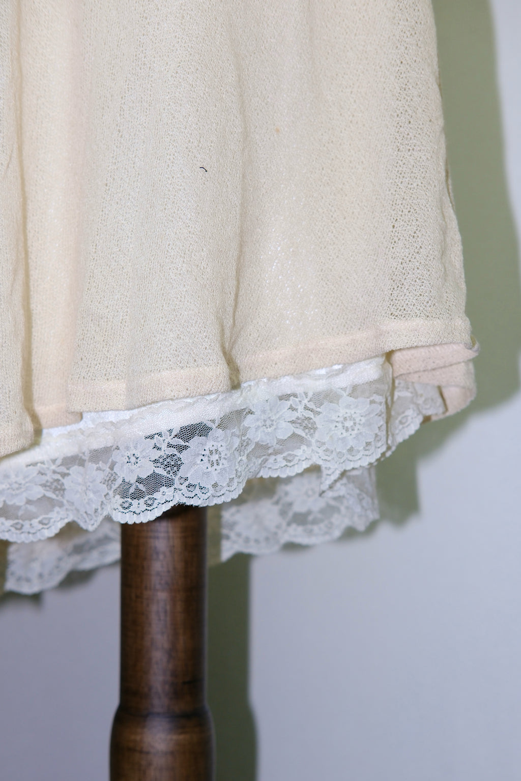 Cream Knit Cami Dress with Lace Hem