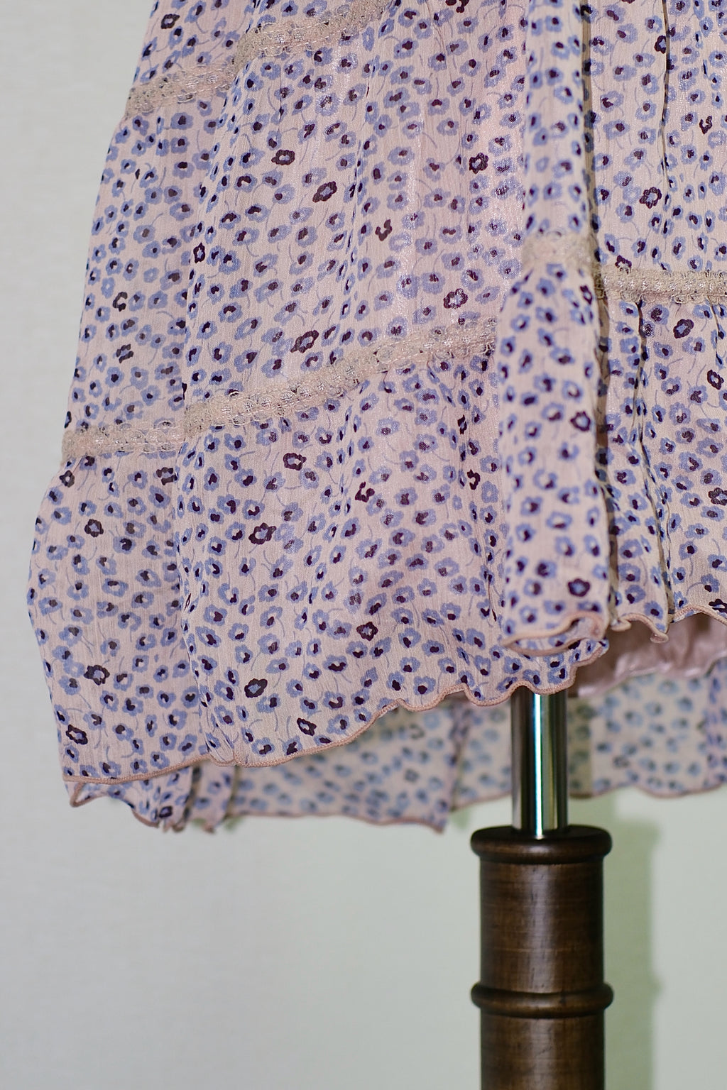 Pink Ditsy Floral Tiered Chiffon Slip Dress