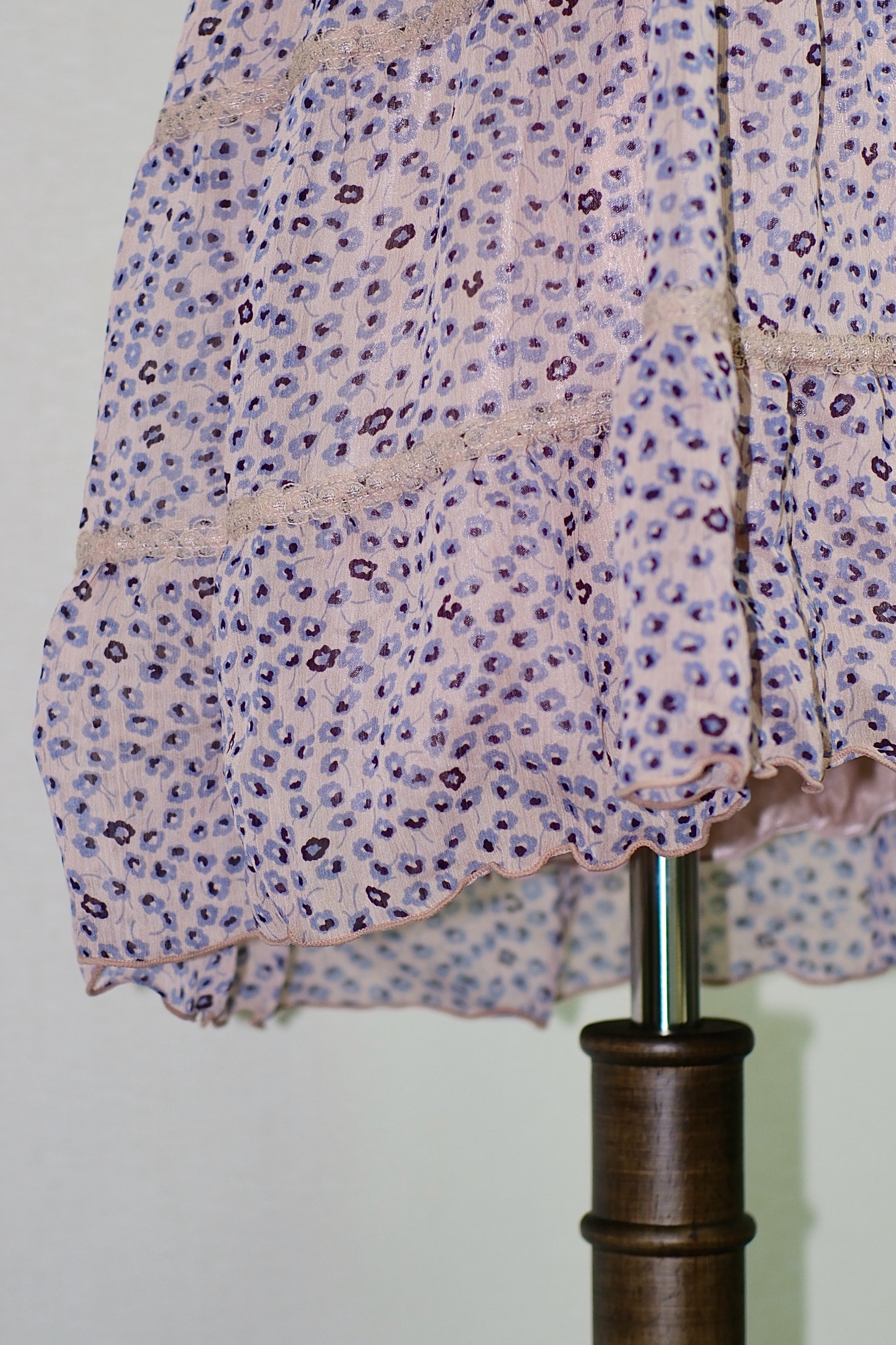 Pink Ditsy Floral Tiered Chiffon Slip Dress