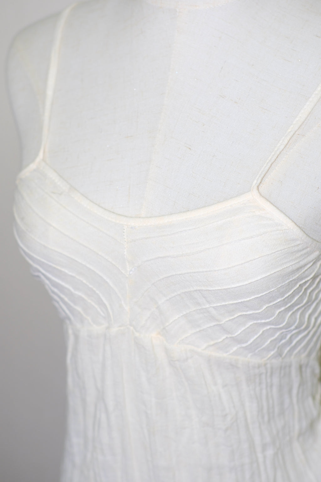 Cream Pleated Cami with Red Lace Hem