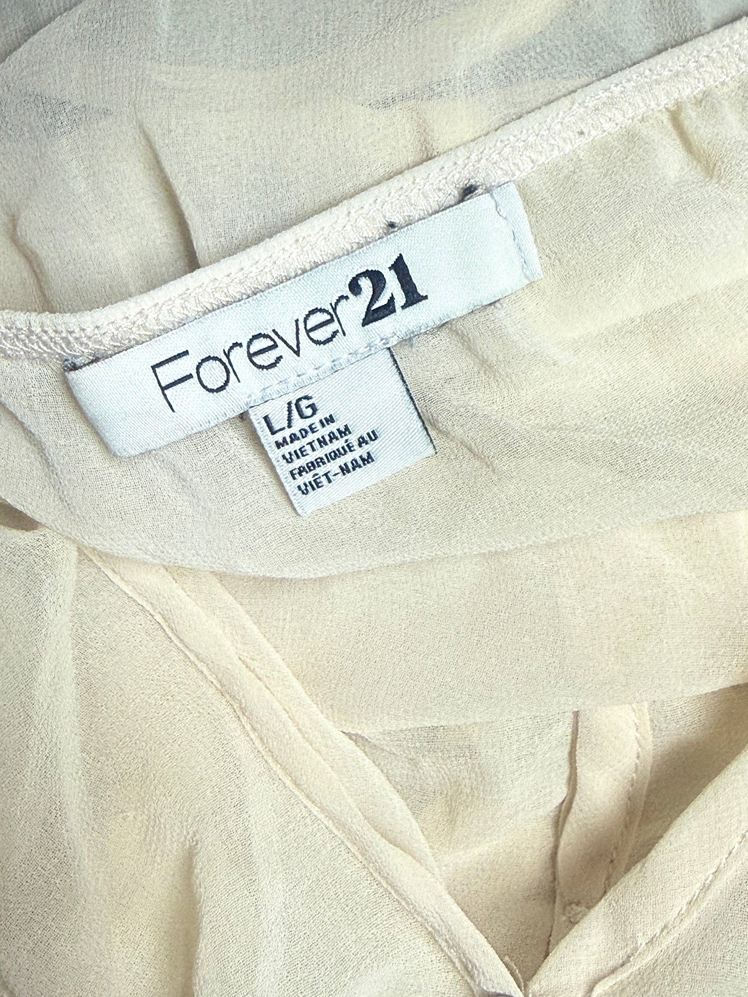 Forever 21 Beige Tiered Ruffle Chiffon Cami Top