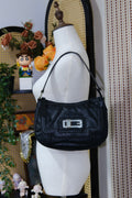 GUESS Black Faux Snake Skin Silver Buckle Purse