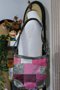Coach Pink & Silver Patchwork Leather Shoulder Bag