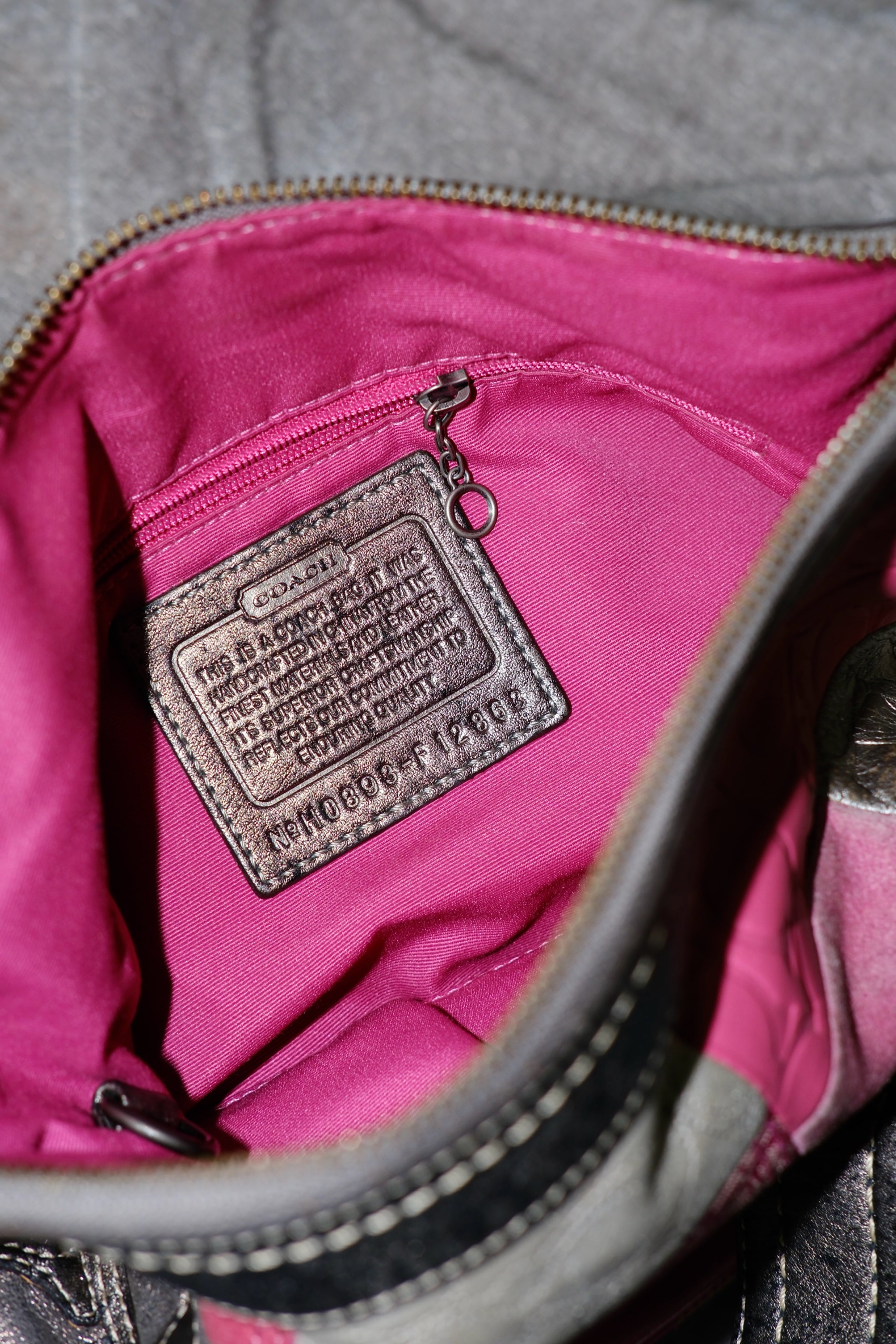 Coach Pink & Silver Patchwork Leather Shoulder Bag