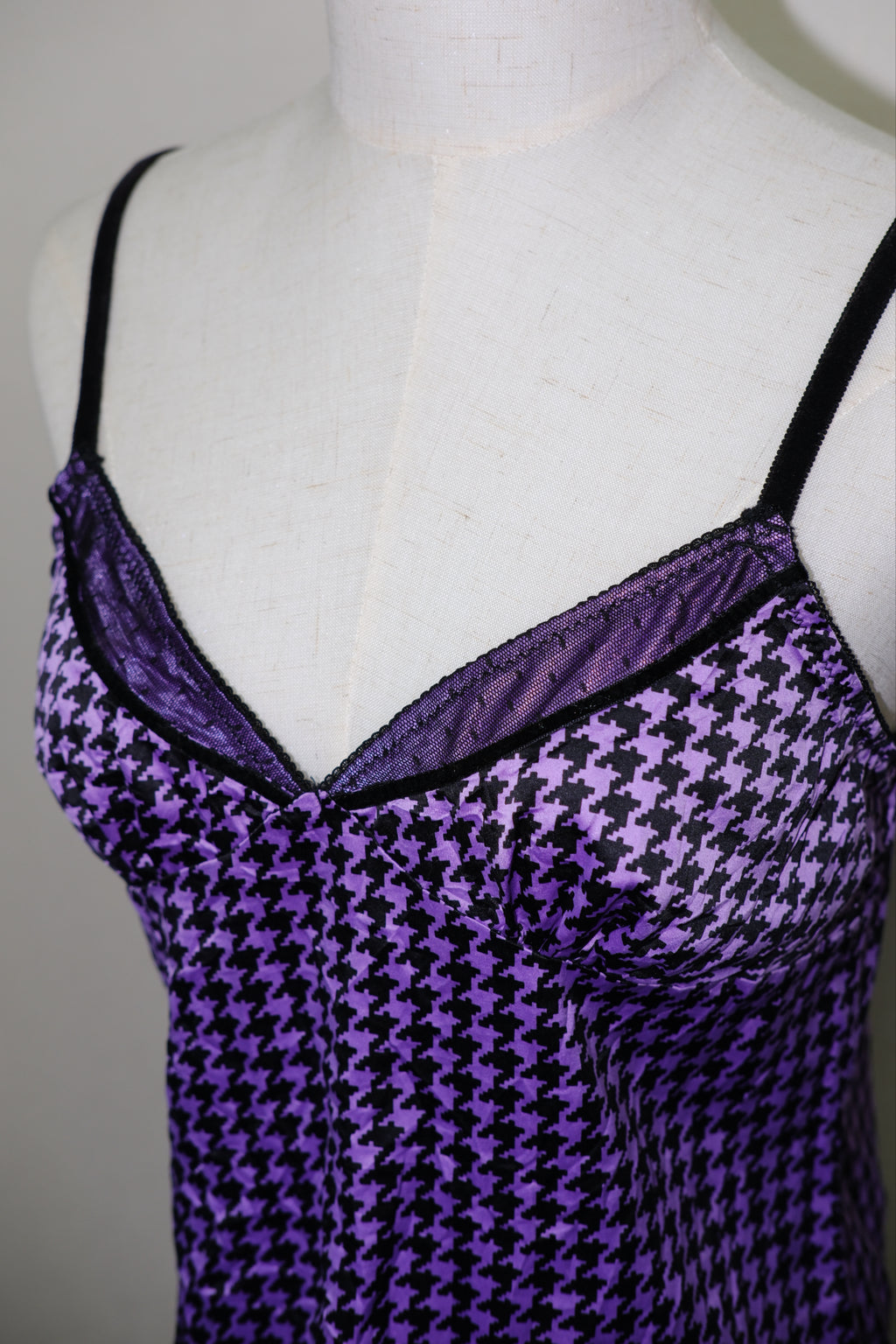 Purple & Black Houndstooth V-Neck Camisole