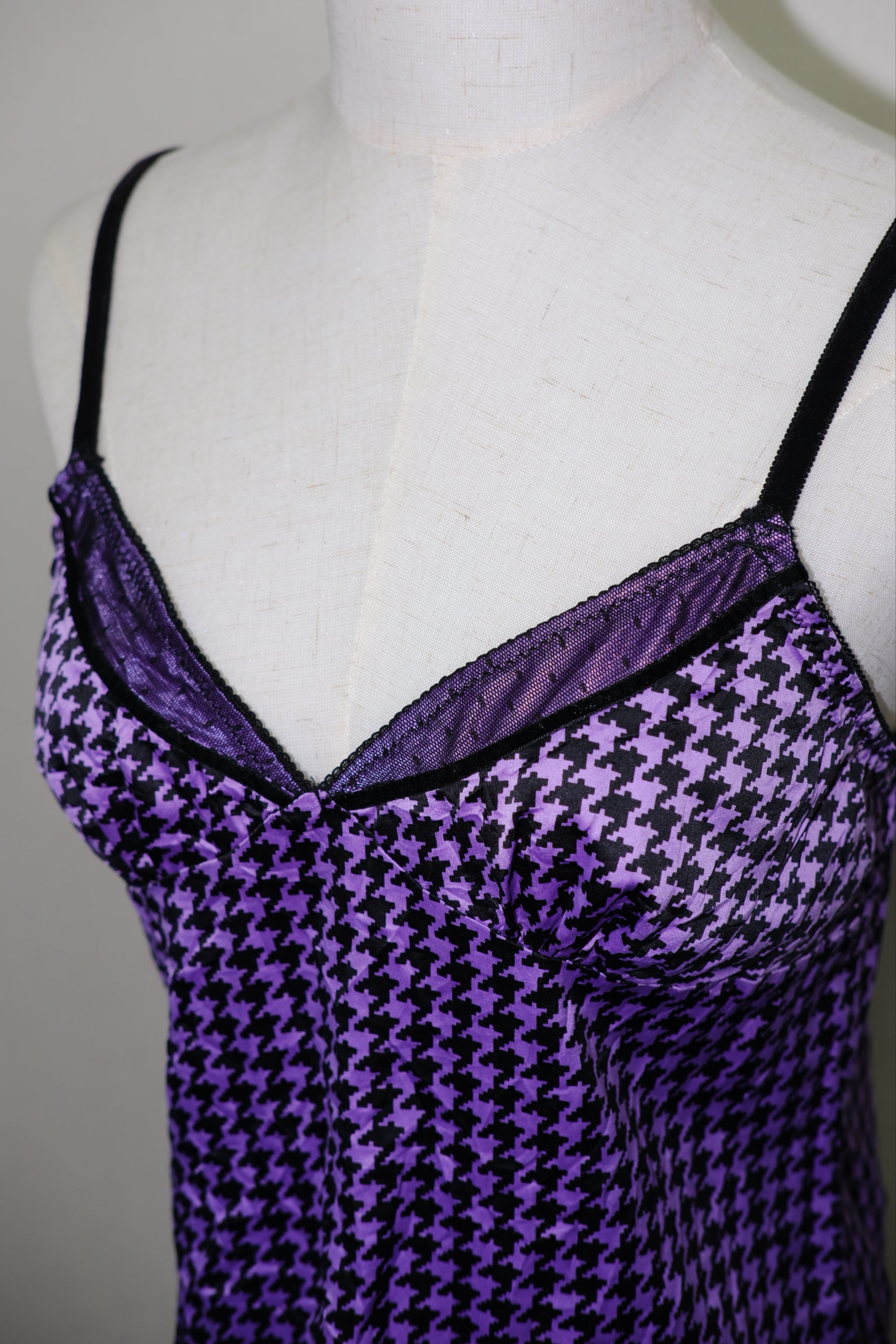 Purple & Black Houndstooth V-Neck Camisole