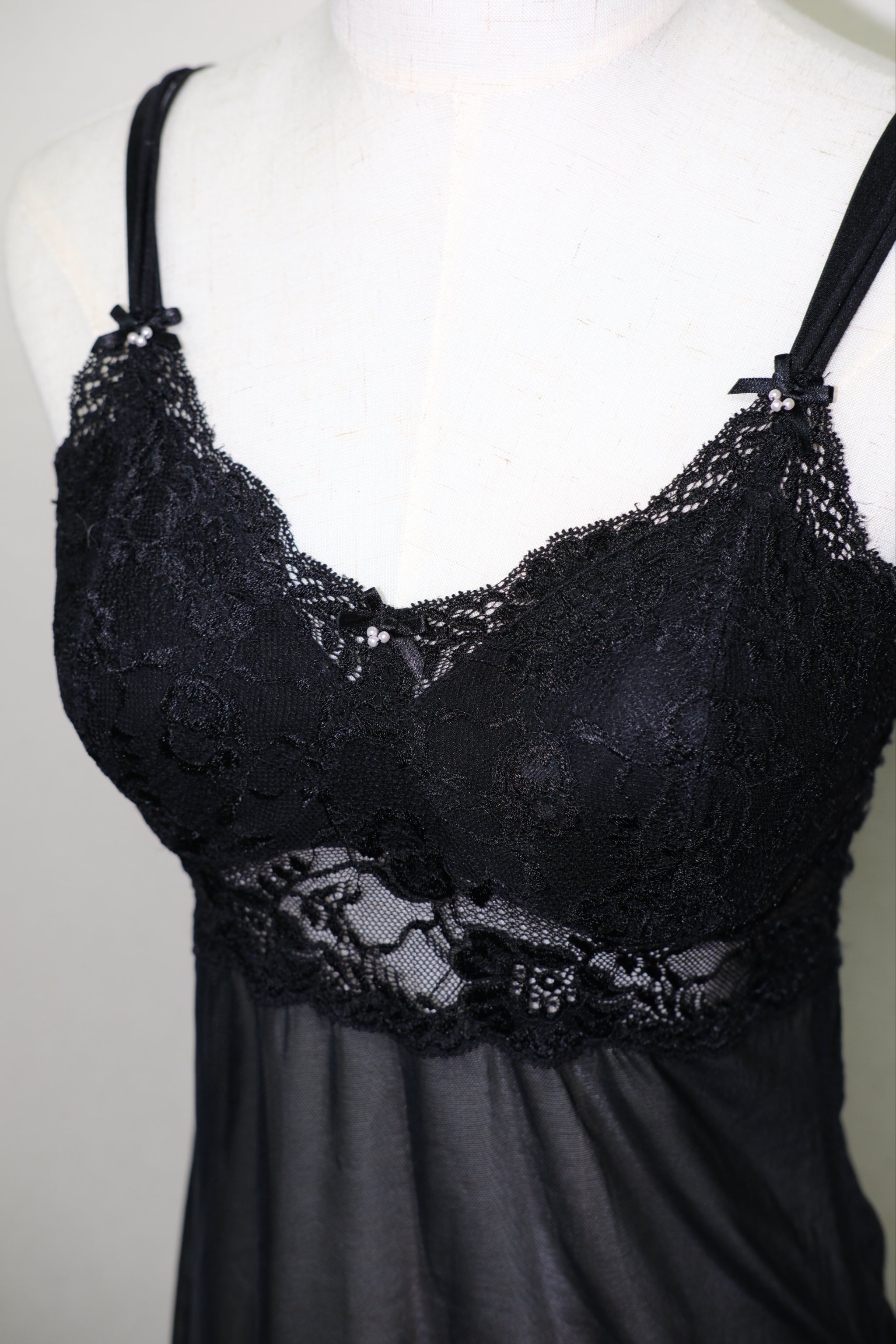 Pure Desire Black Lace Sheer Mesh Camisole Top