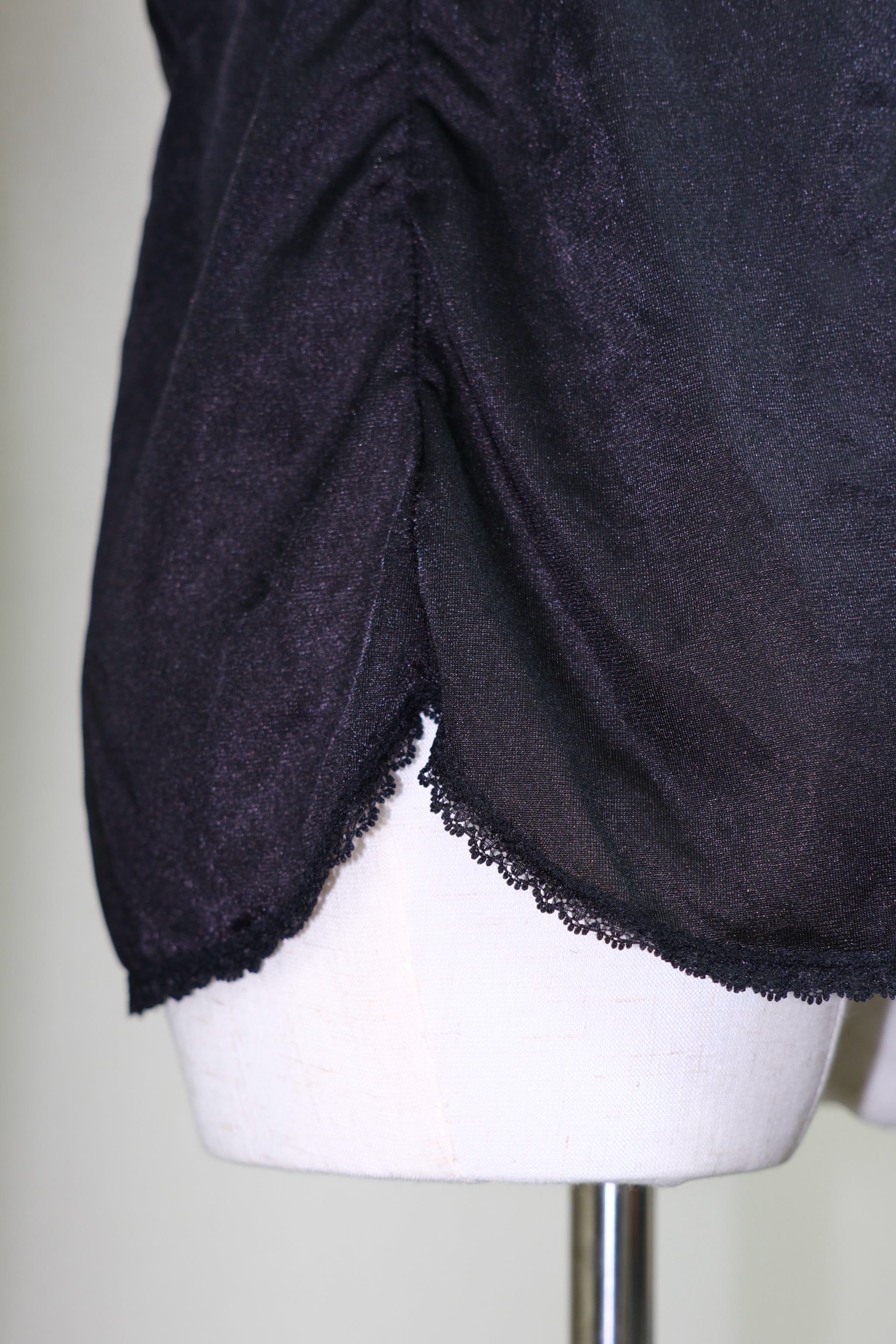 French Pure Desire Black Satin & Lace Camisole Top
