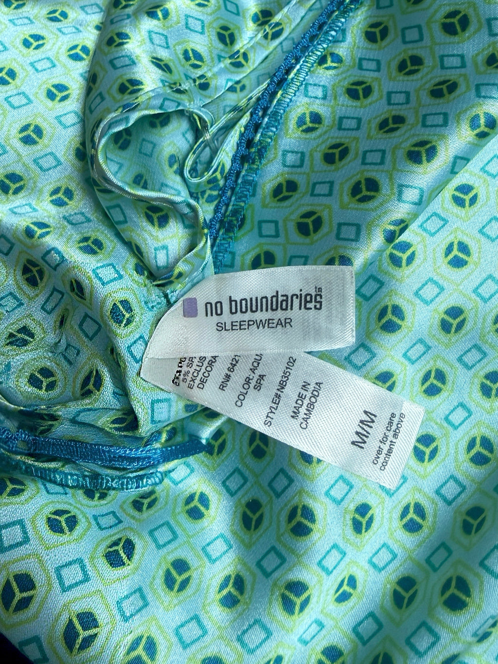 Blue-Green Diamond Print Satin Camisole Top